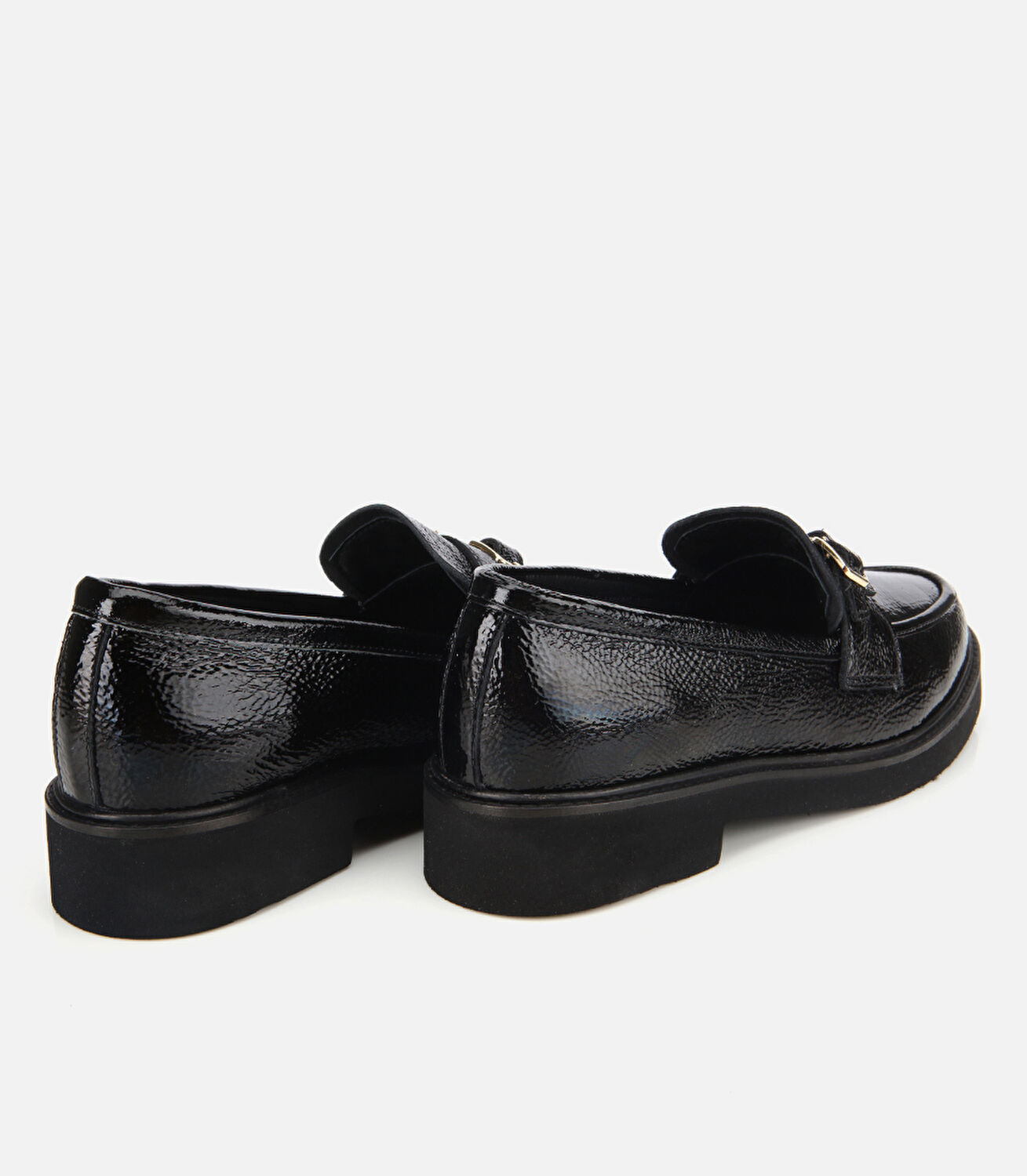 Kadın Rugan Deri Siyah Tokalı Klasik Loafer