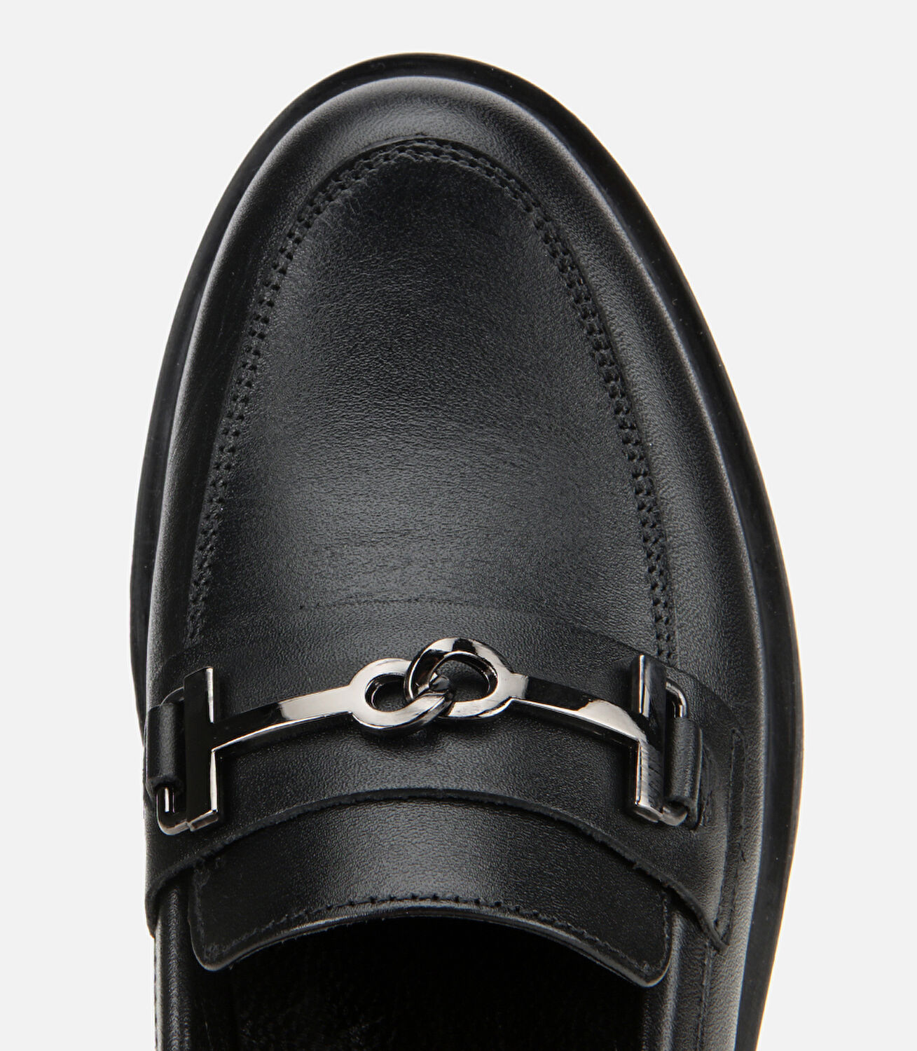 Kadın Deri Siyah Tokalı Klasik Loafer