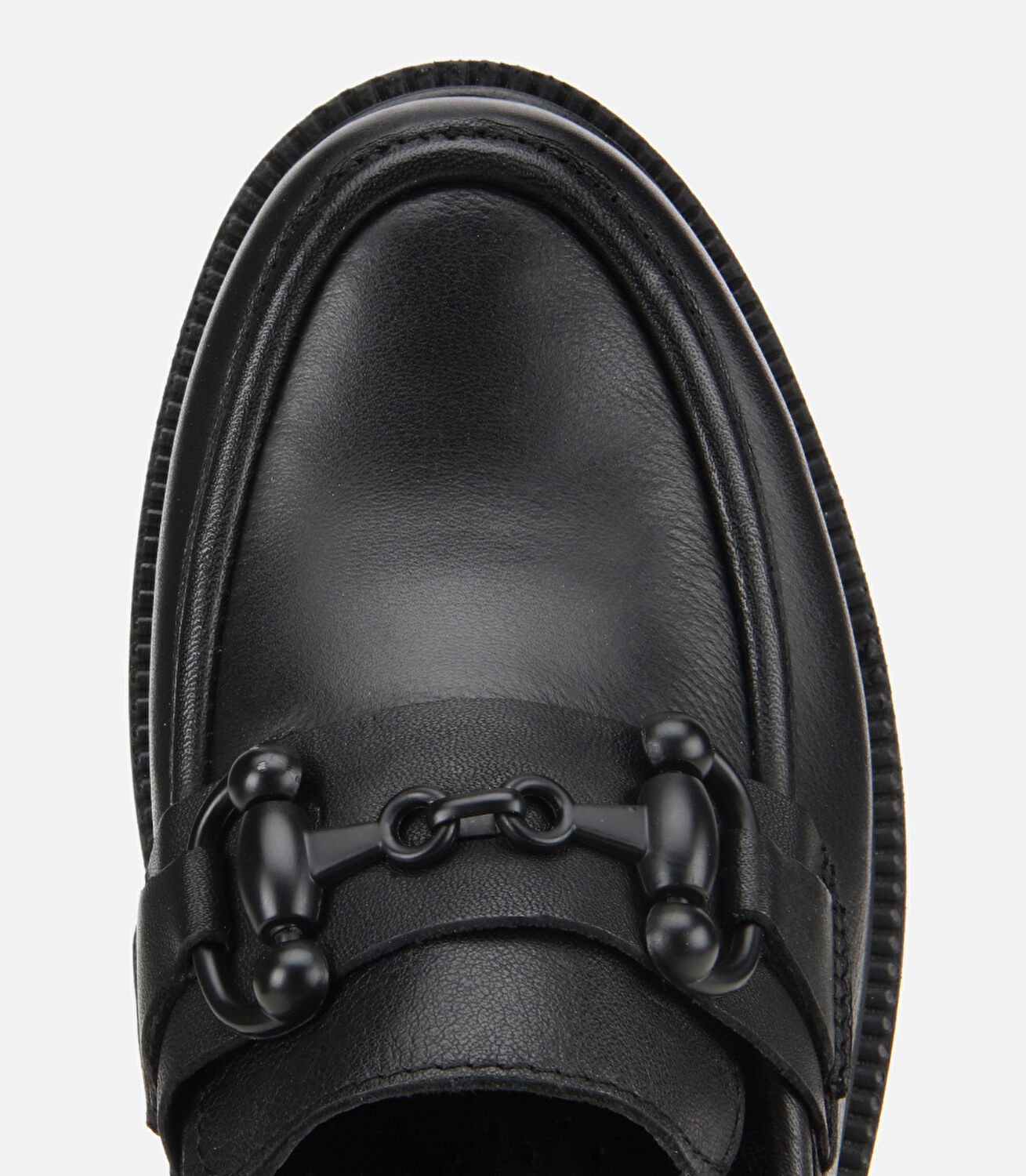 Kadın Deri Siyah Kalın Tabanlı Klasik Loafer