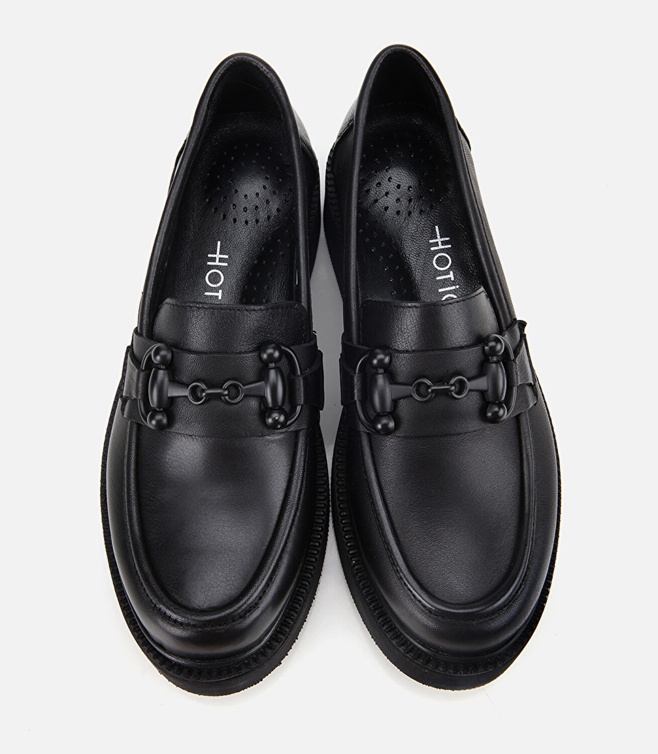 Kadın Deri Siyah Kalın Tabanlı Klasik Loafer