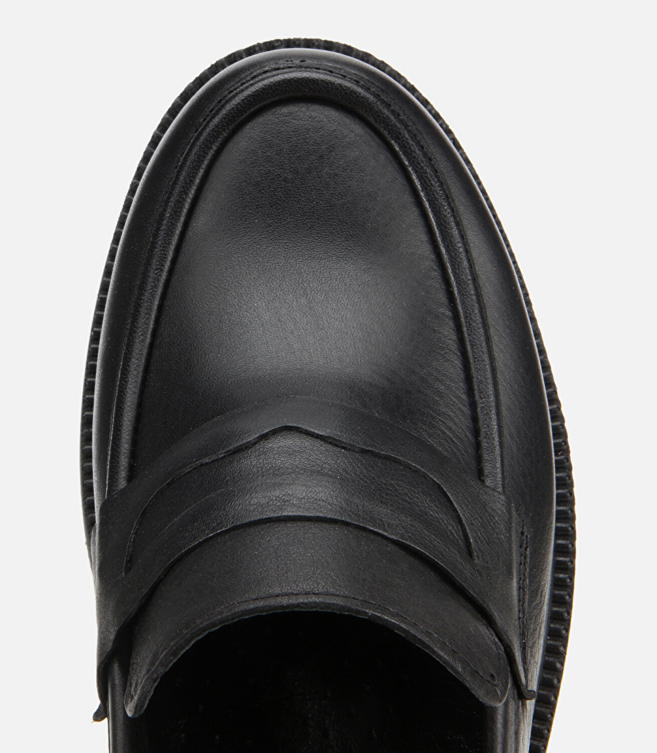 Kadın Deri Siyah Kalın Tabanlı Klasik Loafer