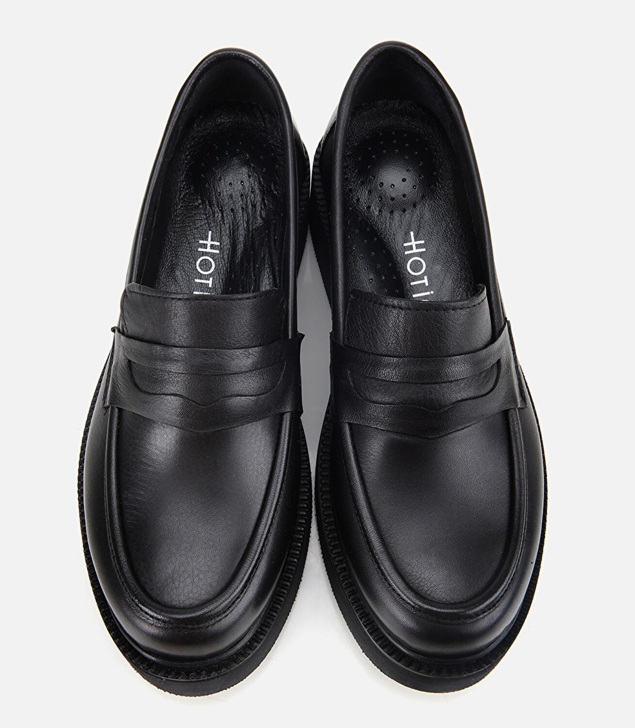Kadın Deri Siyah Kalın Tabanlı Klasik Loafer