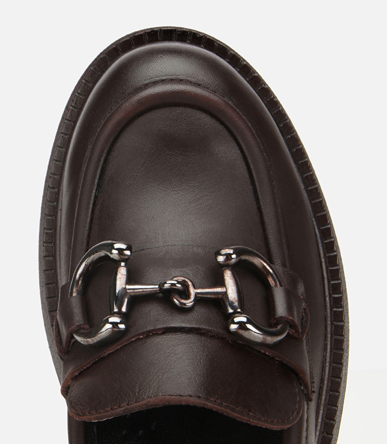 Kadın Deri Kahverengi Tokalı Yüksek Tabanlı Klasik Loafer