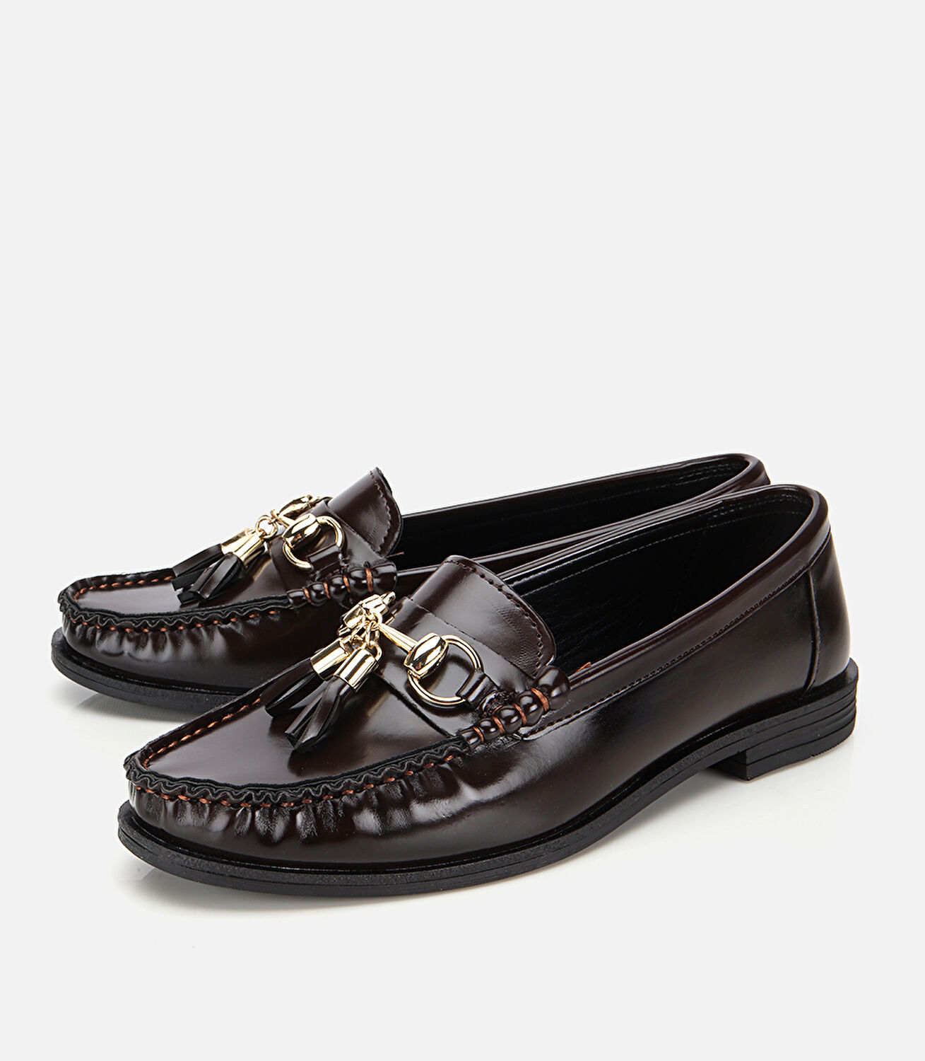 Kadın Rugan Kahverengi Püsküllü Klasik Loafer