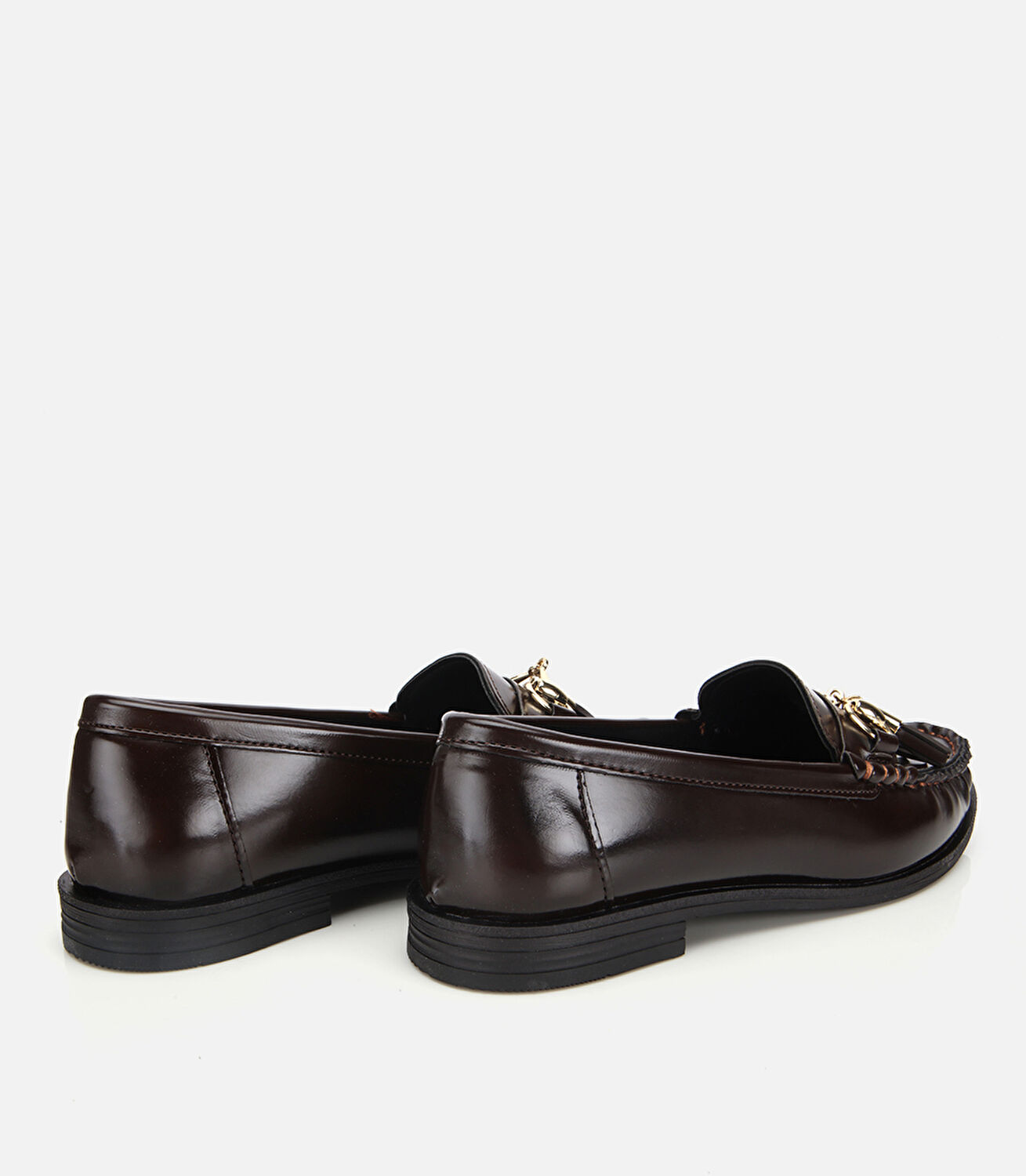 Kadın Rugan Kahverengi Püsküllü Klasik Loafer