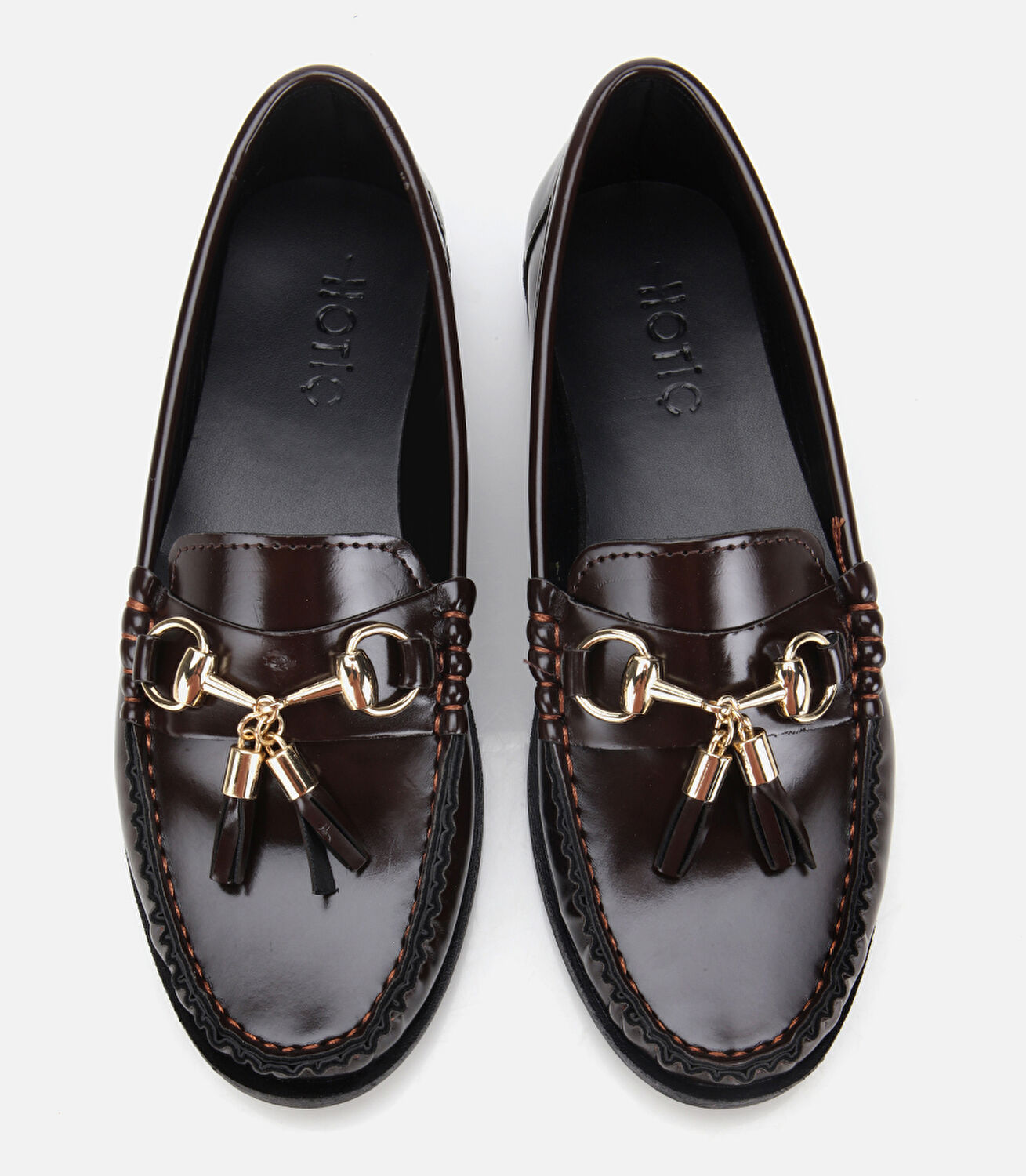 Kadın Rugan Kahverengi Püsküllü Klasik Loafer