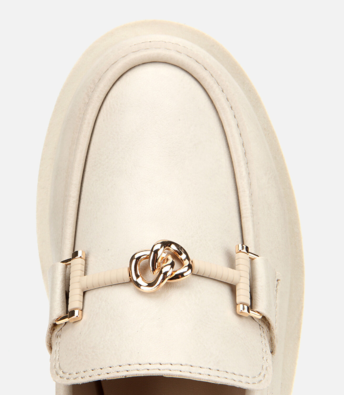 Kadın Ekru Kalın Tabanlı Klasik Loafer