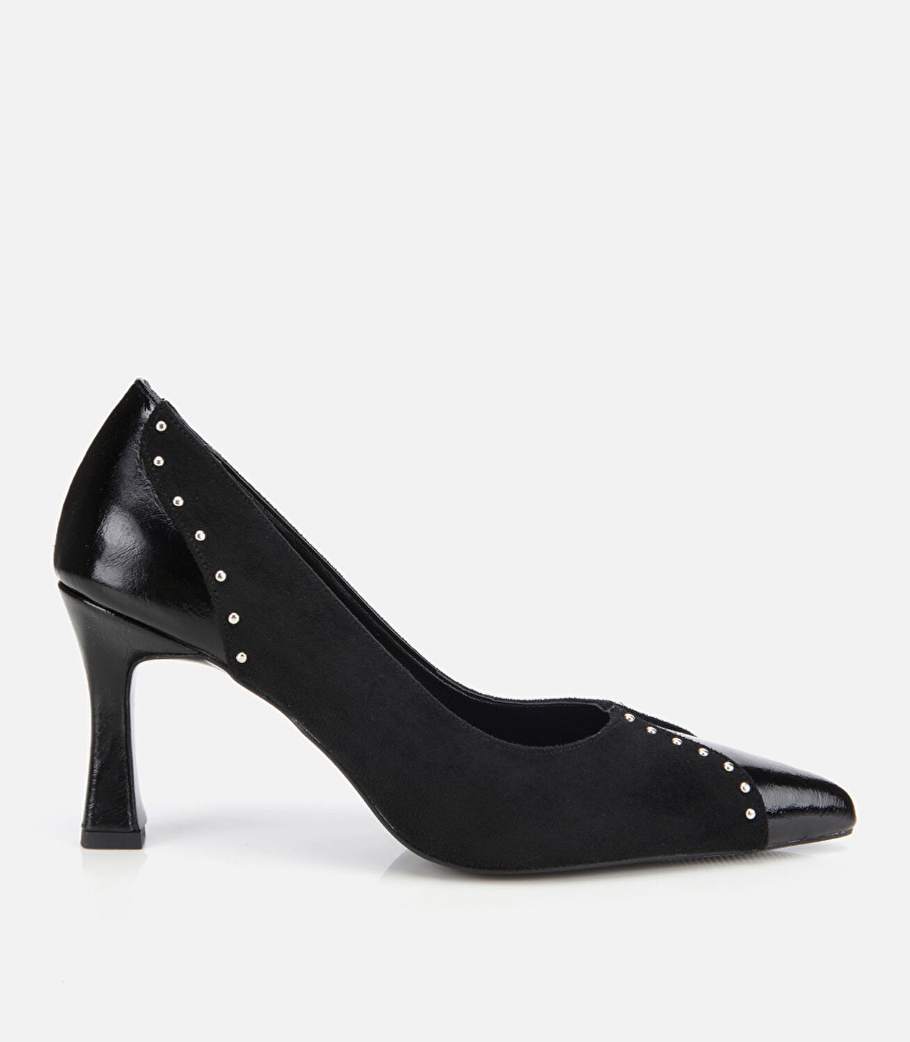 Kadın Süet Siyah Taşlı İnce Topuklu Stiletto