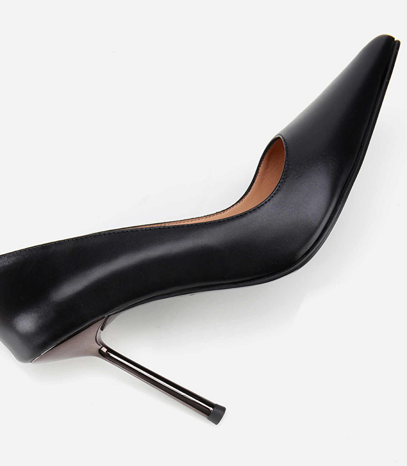 Kadın Deri Siyah Metal Detaylı Yüksek Topuklu Stiletto