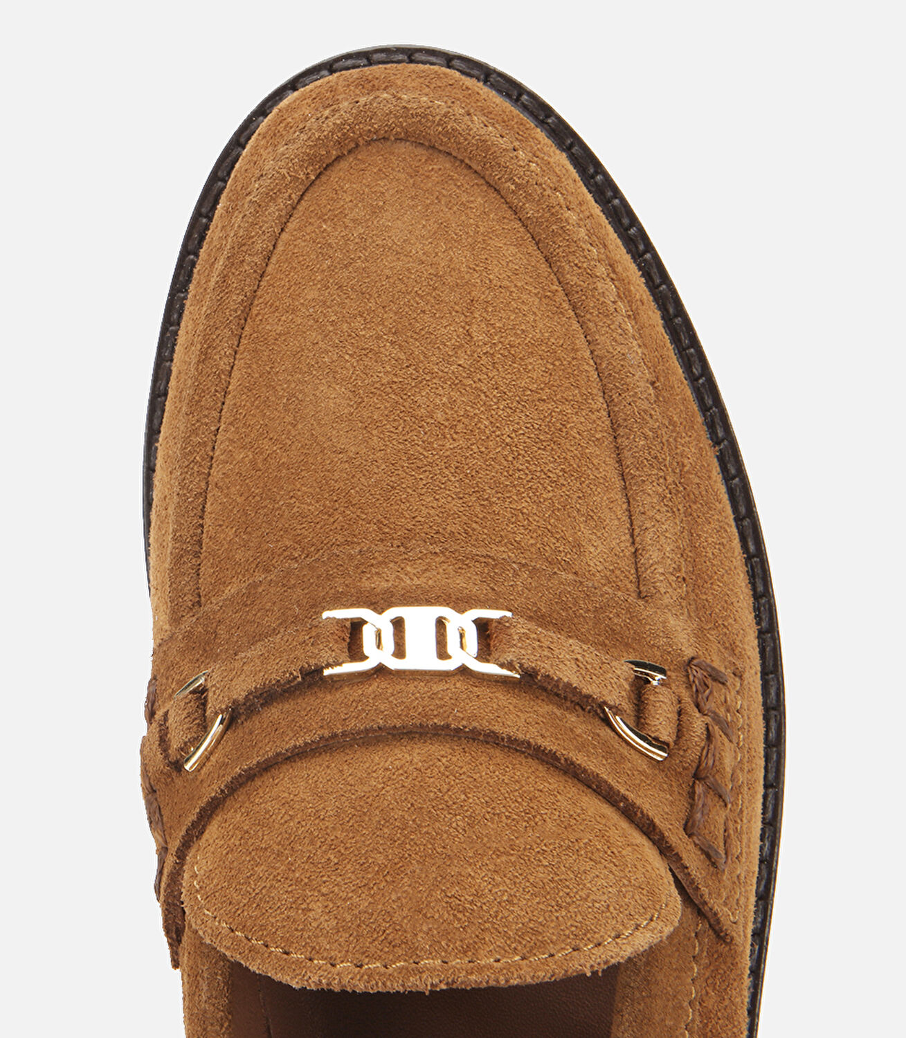 Kadın Süet Deri Taba Tokalı Hafif Tabanlı Klasik Loafer