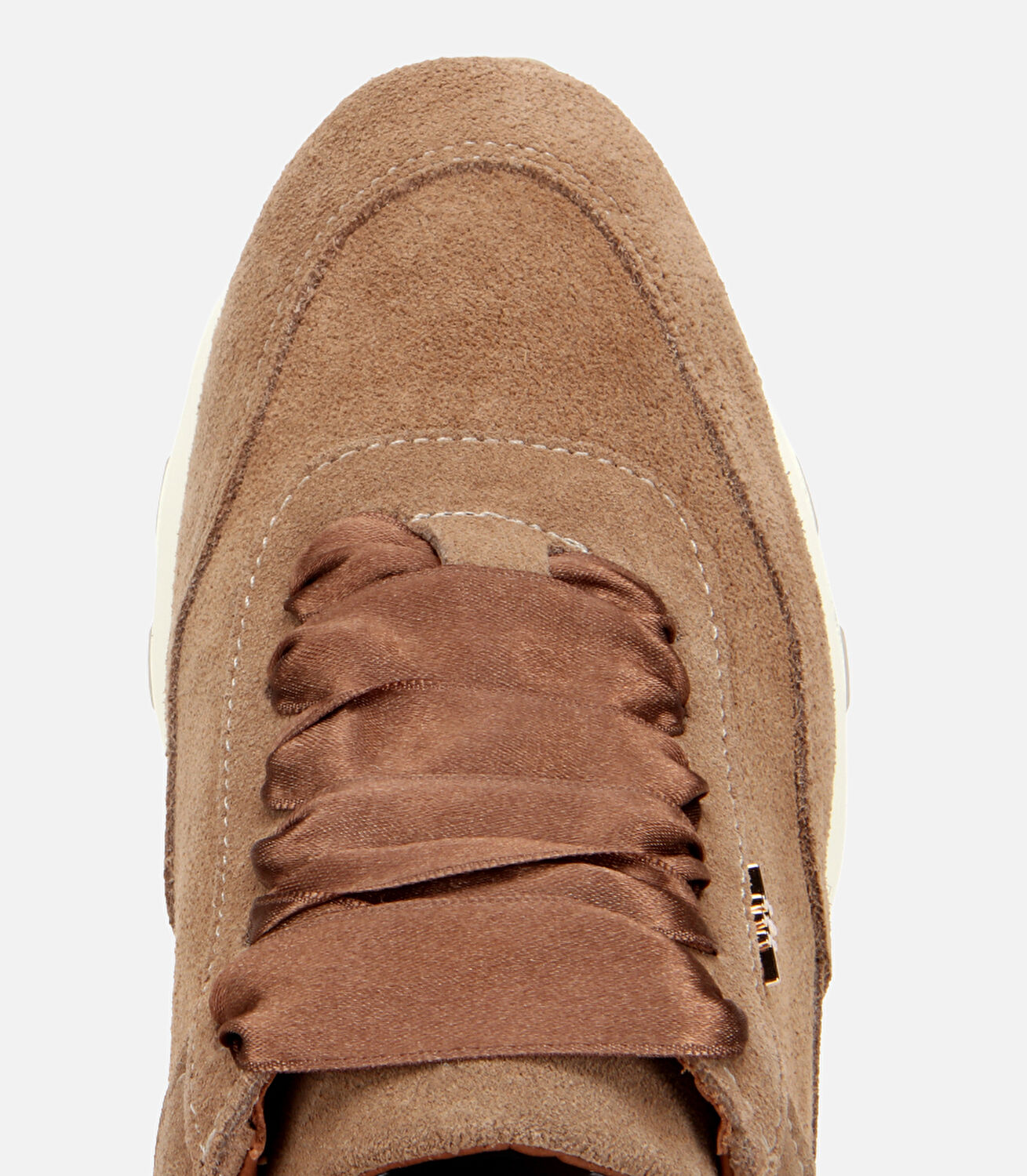 Kadın Süet Deri Bej Bağcık Detaylı Yüksek Tabanlı Spor Ayakkabı