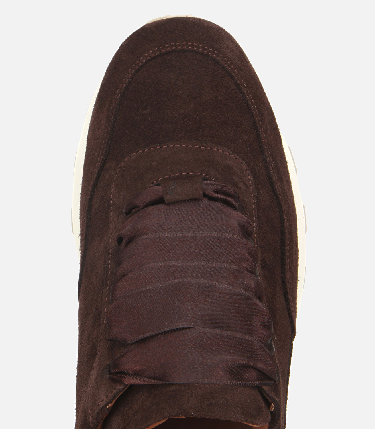 Kadın Süet Deri Kahverengi Bağcık Detaylı Yüksek Tabanlı Spor Ayakkabı