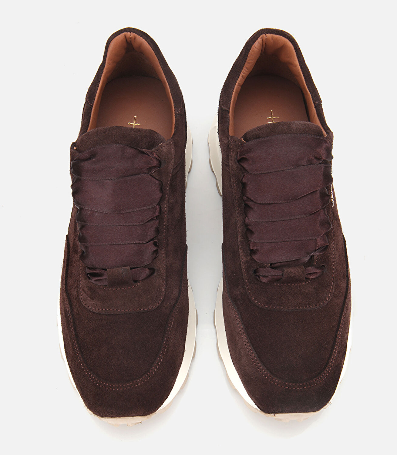 Kadın Süet Deri Kahverengi Bağcık Detaylı Yüksek Tabanlı Spor Ayakkabı