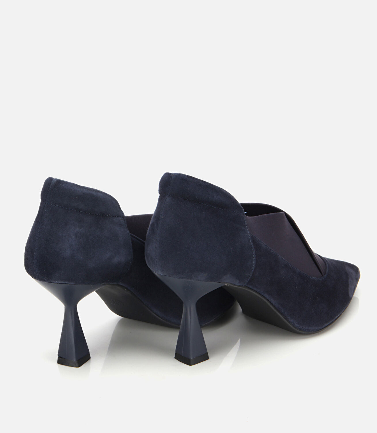 Kadın Süet Deri Lacivert Streç Detaylı İnce Topuklu Stiletto