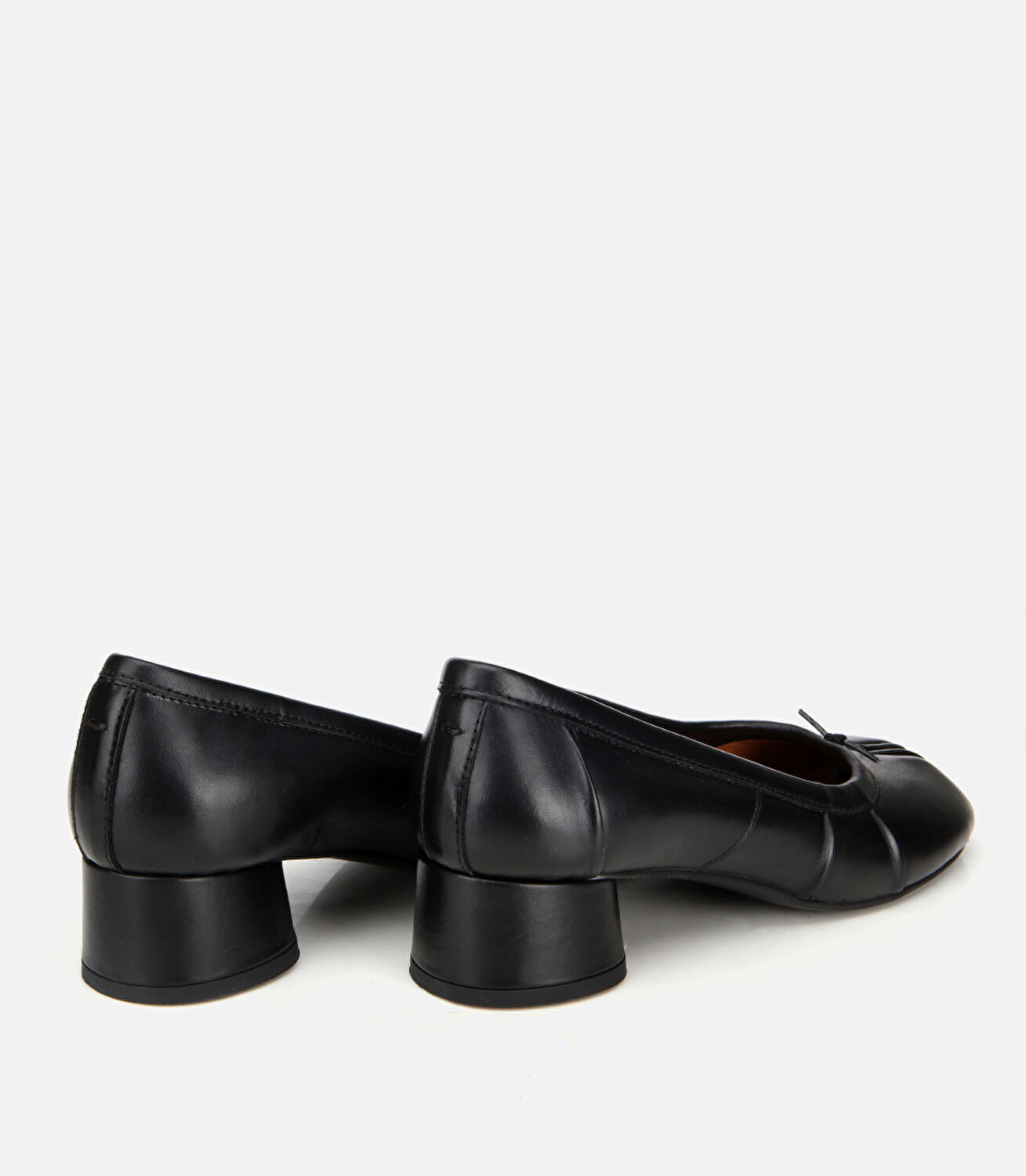 Kadın Deri Siyah Blok Detaylı Kalın Topuklu Ayakkabı