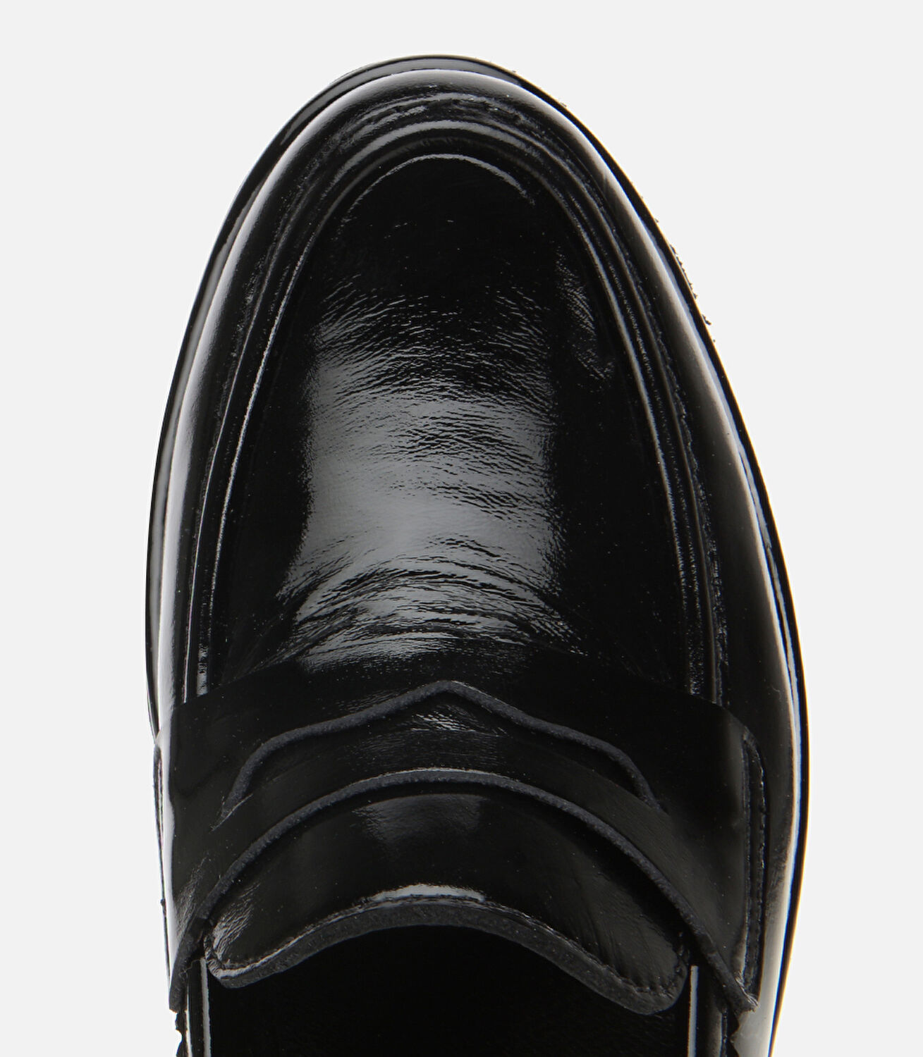 Kadın Rugan Deri Siyah Dolgu topuklu Günlük Loafer