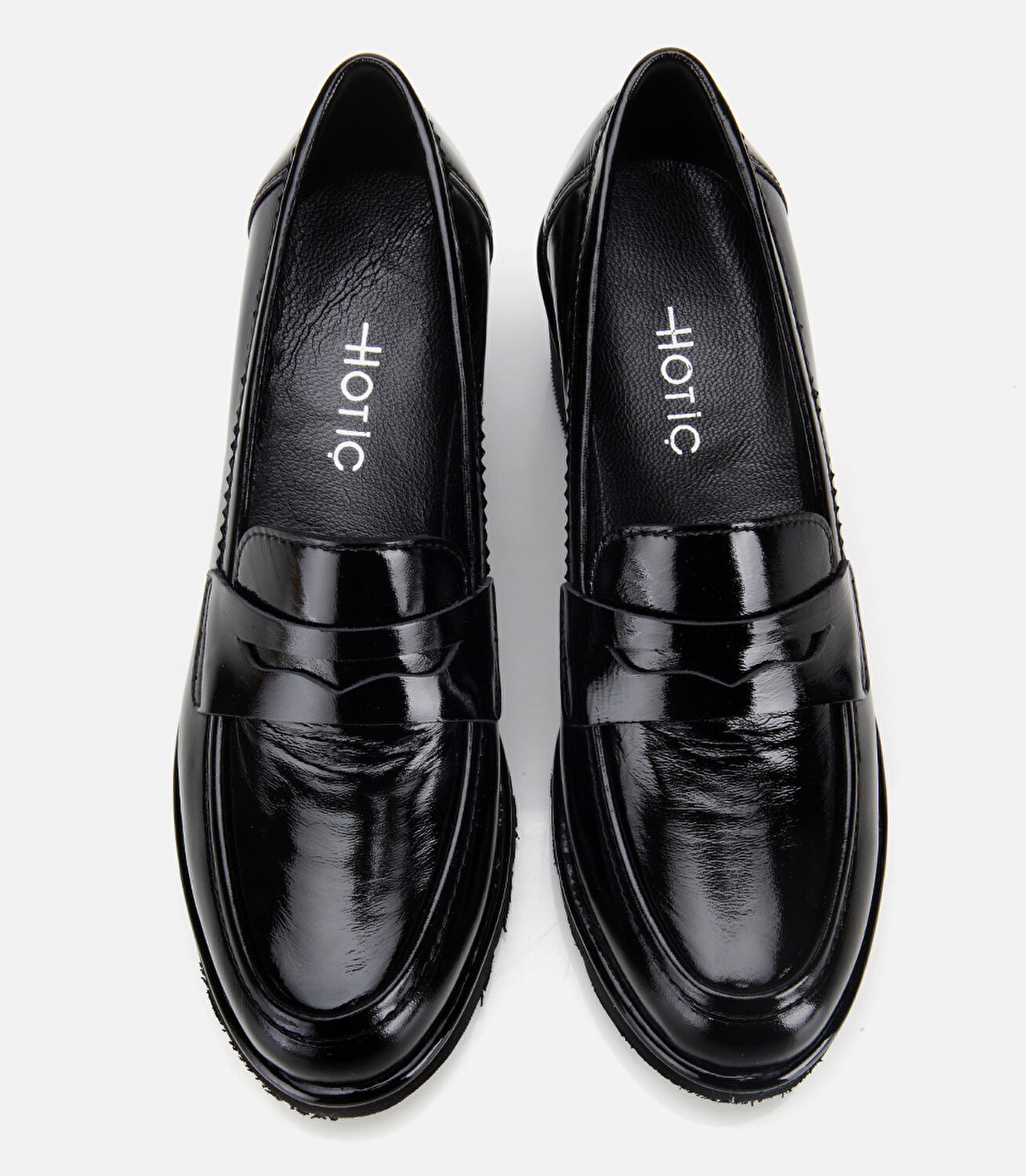 Kadın Rugan Deri Siyah Dolgu topuklu Günlük Loafer