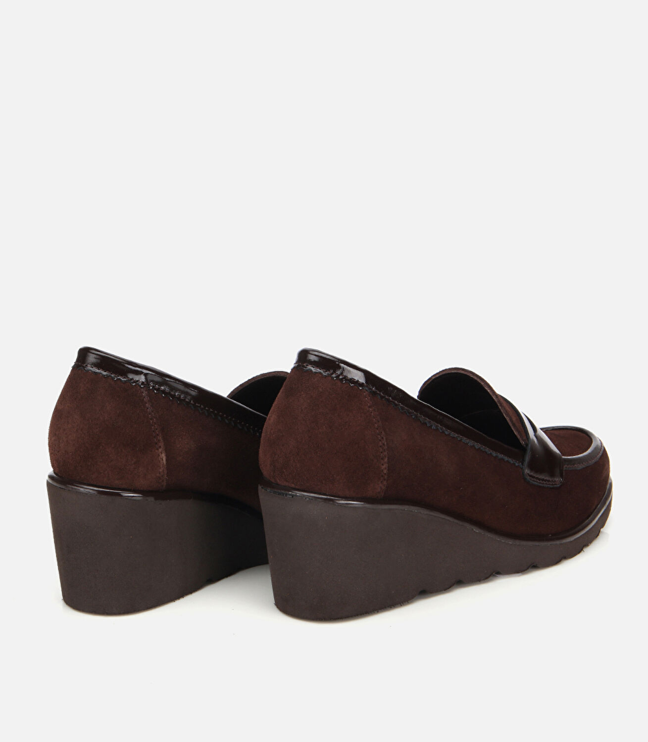 Kadın Süet Deri Kahverengi Rahat Dolgu Topuklu Günlük Loafer