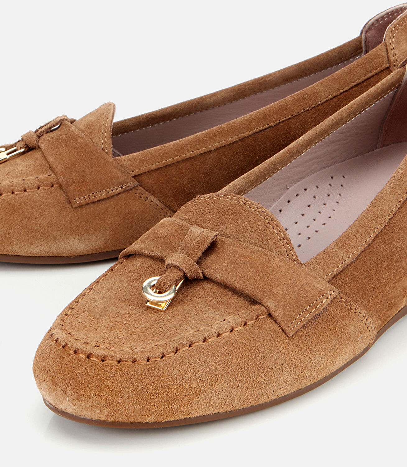 Kadın Süet Deri Taba Dolgu Topuklu Rahat Günlük Loafer