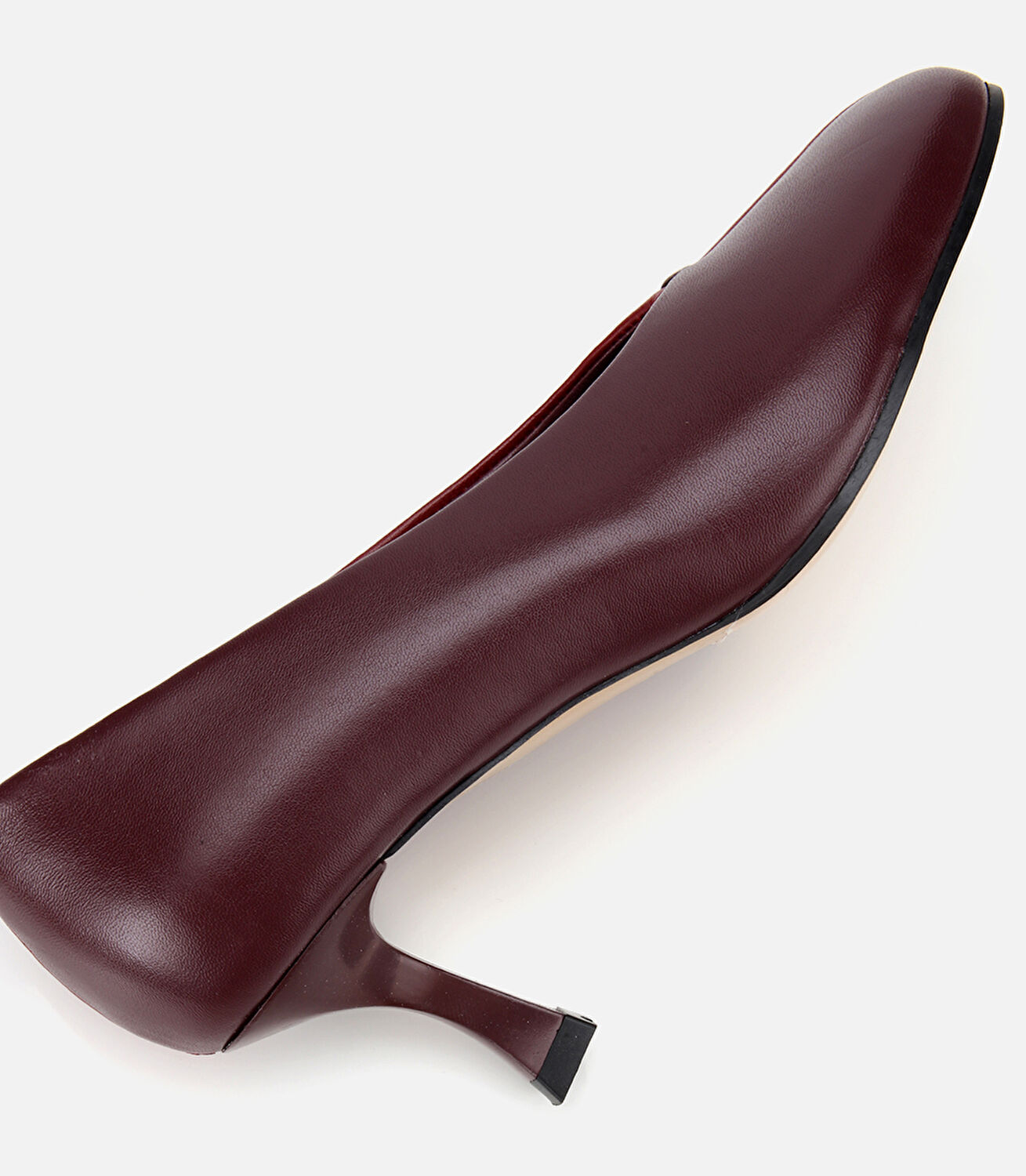 Kadın Deri Bordo Vişne İki Renkli İnce Topuklu Stiletto