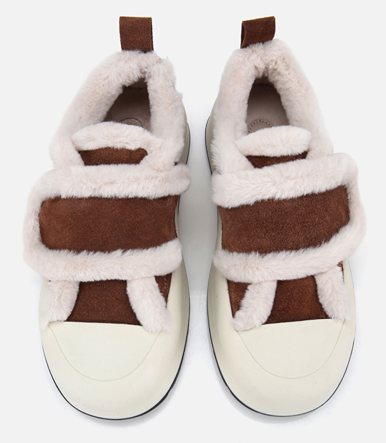 Kadın Süet Deri Taba Kürklü Kalın Bantlı Spor Ayakkabı