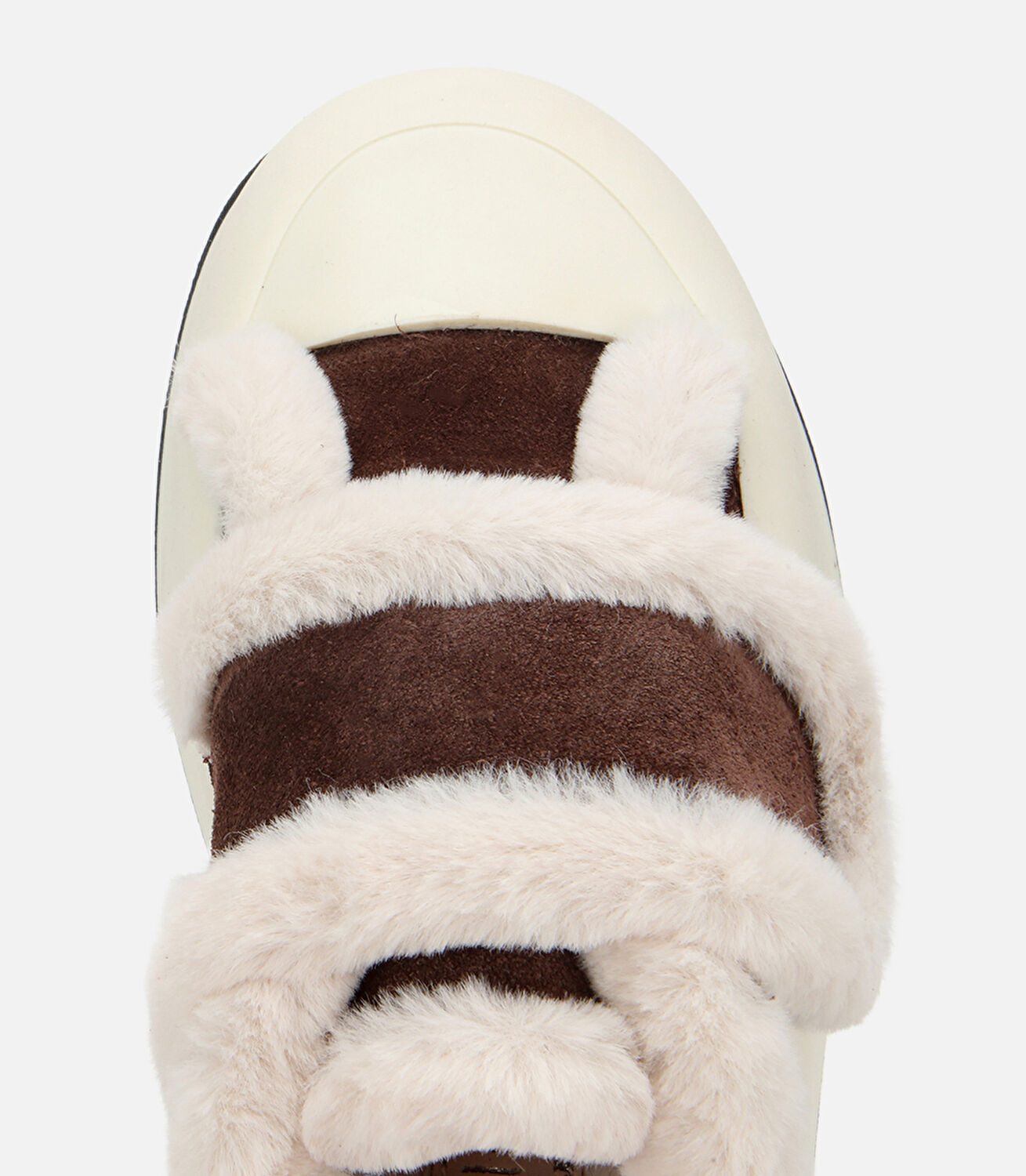 Kadın Süet Deri Kahverengi  Kürklü Kalın Bantlı Spor Ayakkabı