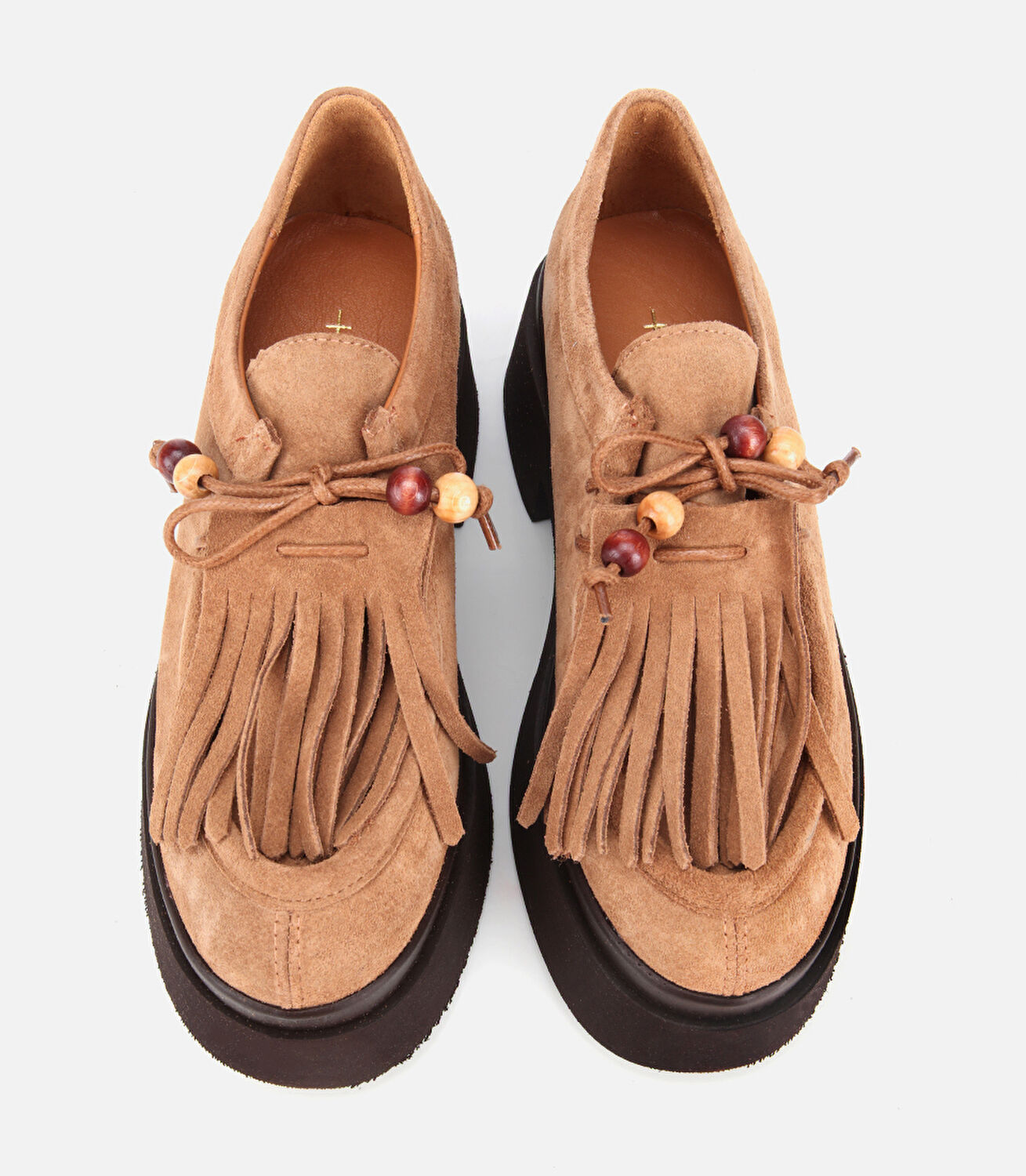 Kadın Süet Deri Taba Püskül Detaylı Kalın Tabanlı Günlük Loafer