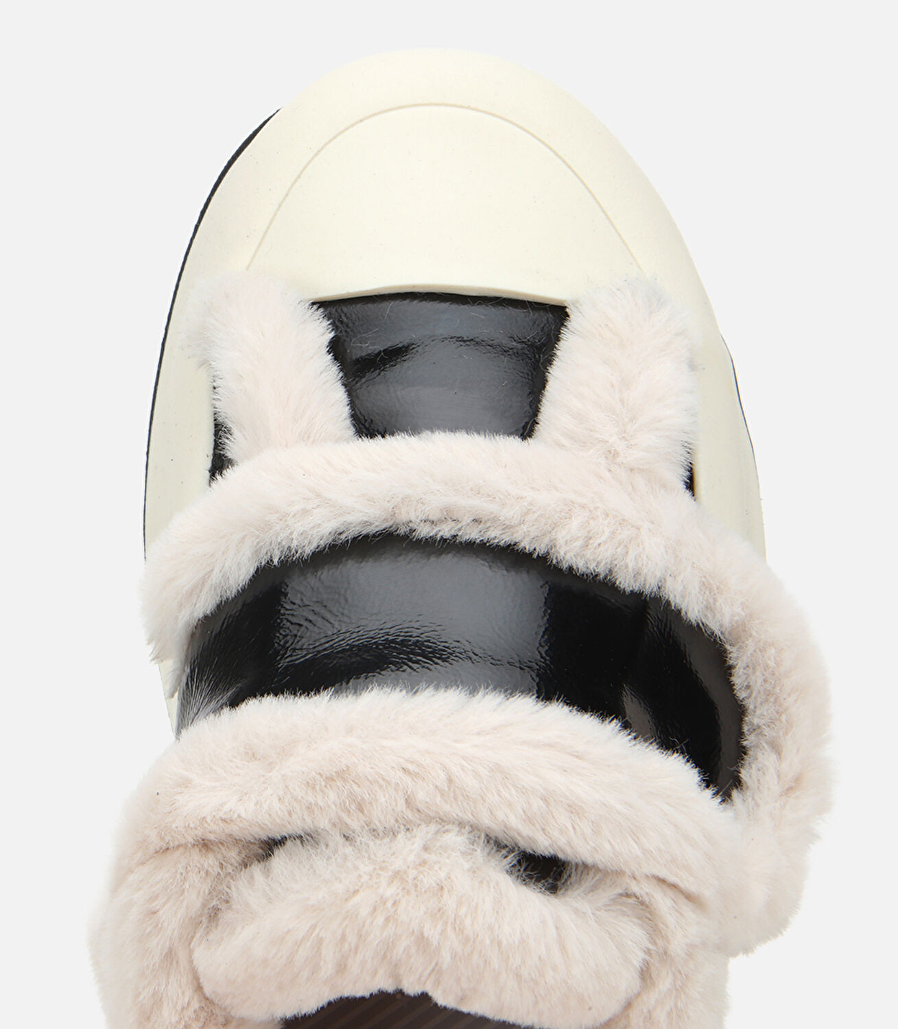 Kadın Rugan Deri Siyah İçi Kürklü  Kalın Bantlı Spor Ayakkabı