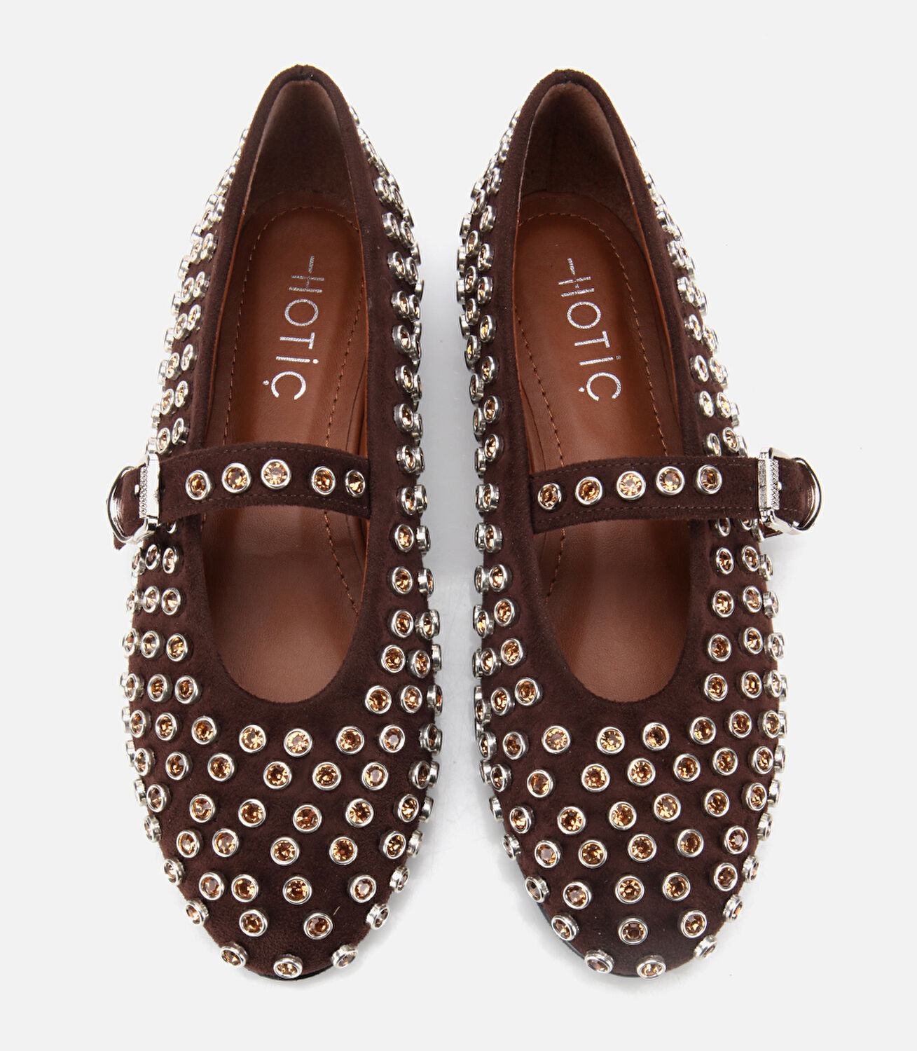 Kadın Süet Kahverengi Taşlı Babet