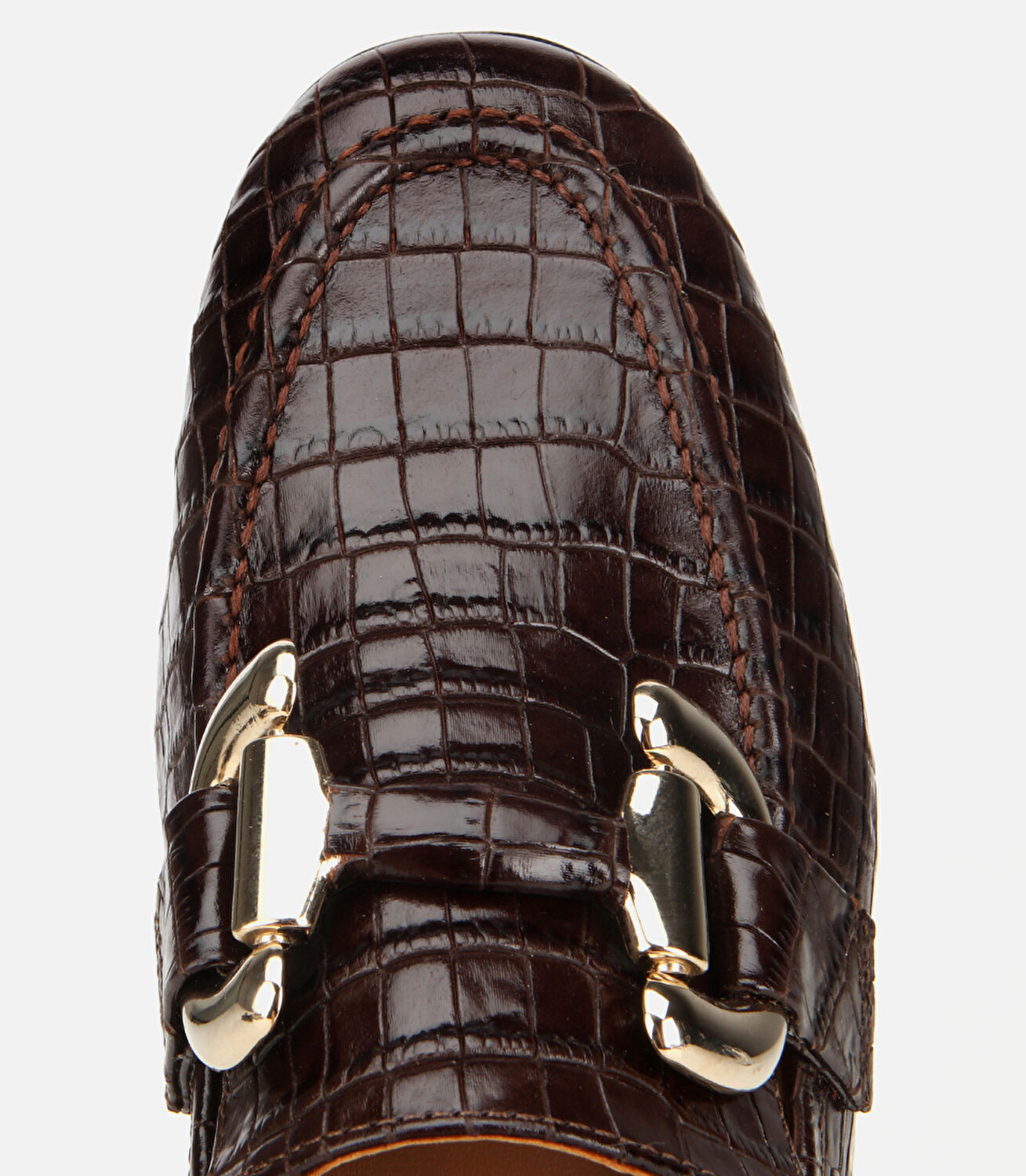 Kadın Deri Kahverengi Kroko Baskılı Klasik Loafer