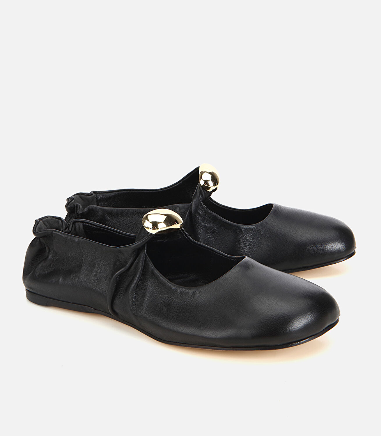 Kadın Deri Siyah Gold Toka Detaylı Arkası Lastikli  Rahat Babet