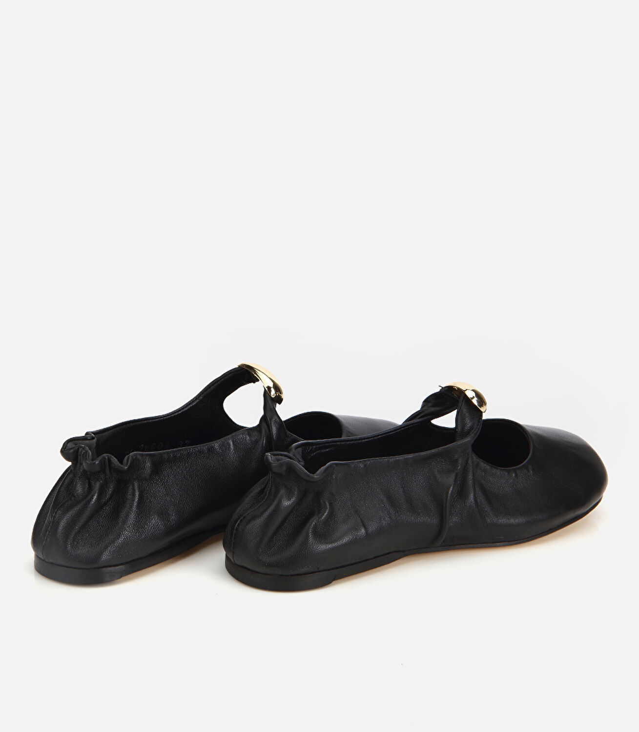 Kadın Deri Siyah Gold Toka Detaylı Arkası Lastikli  Rahat Babet