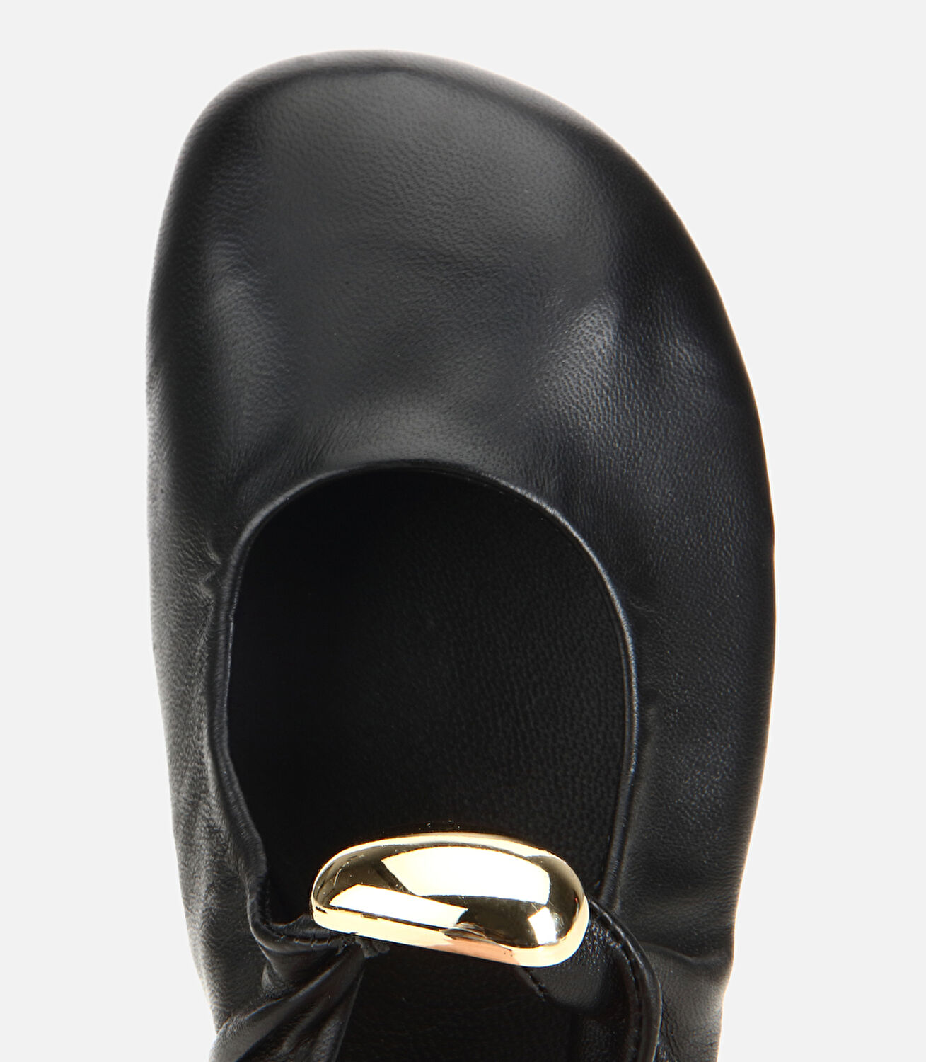 Kadın Deri Siyah Gold Toka Detaylı Arkası Lastikli  Rahat Babet