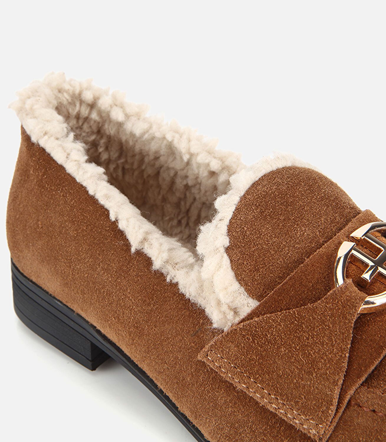 Kadın Süet Deri Taba İçi Kürklü Klasik Loafer