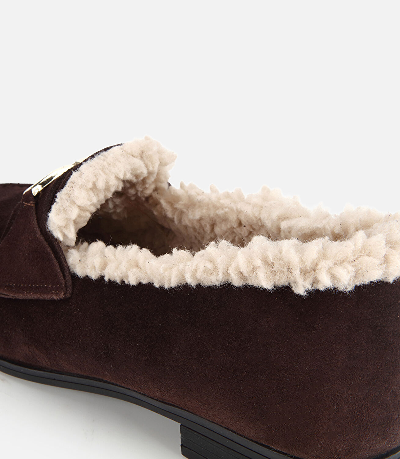 Kadın Süet Deri Kahverengi İçi Kürklü Klasik Loafer