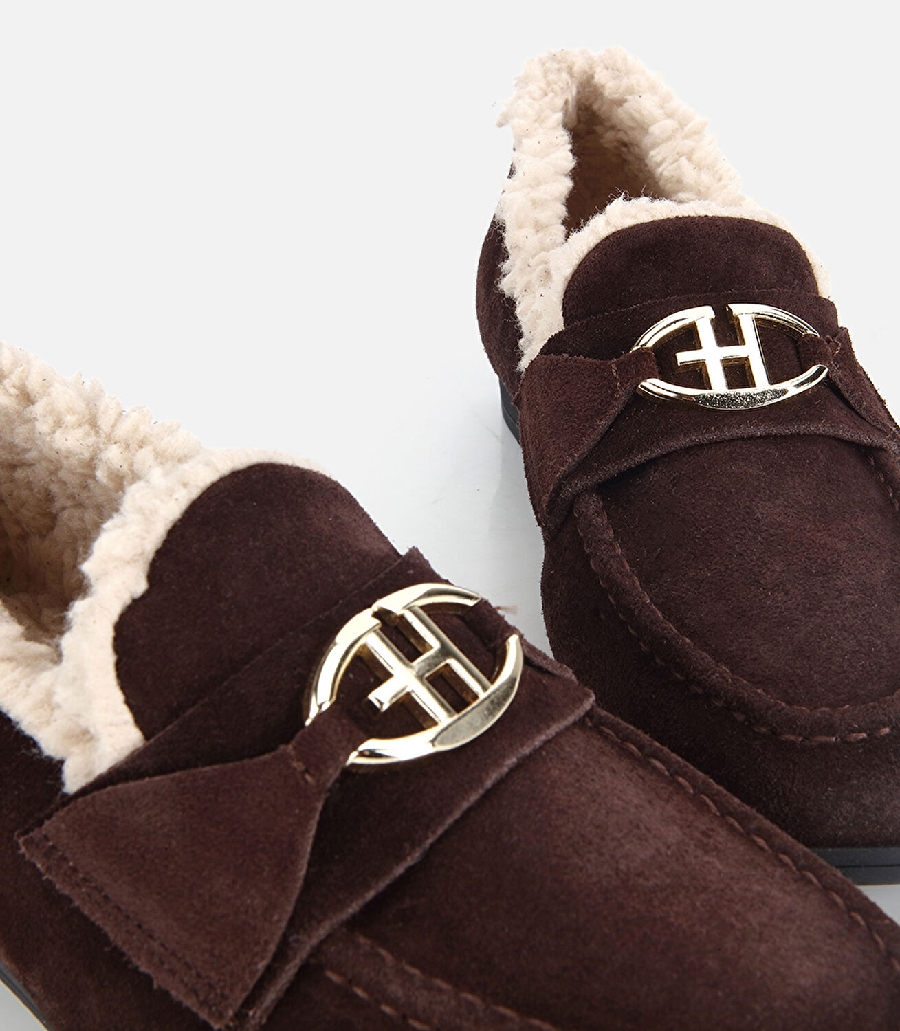 Kadın Süet Deri Kahverengi İçi Kürklü Klasik Loafer