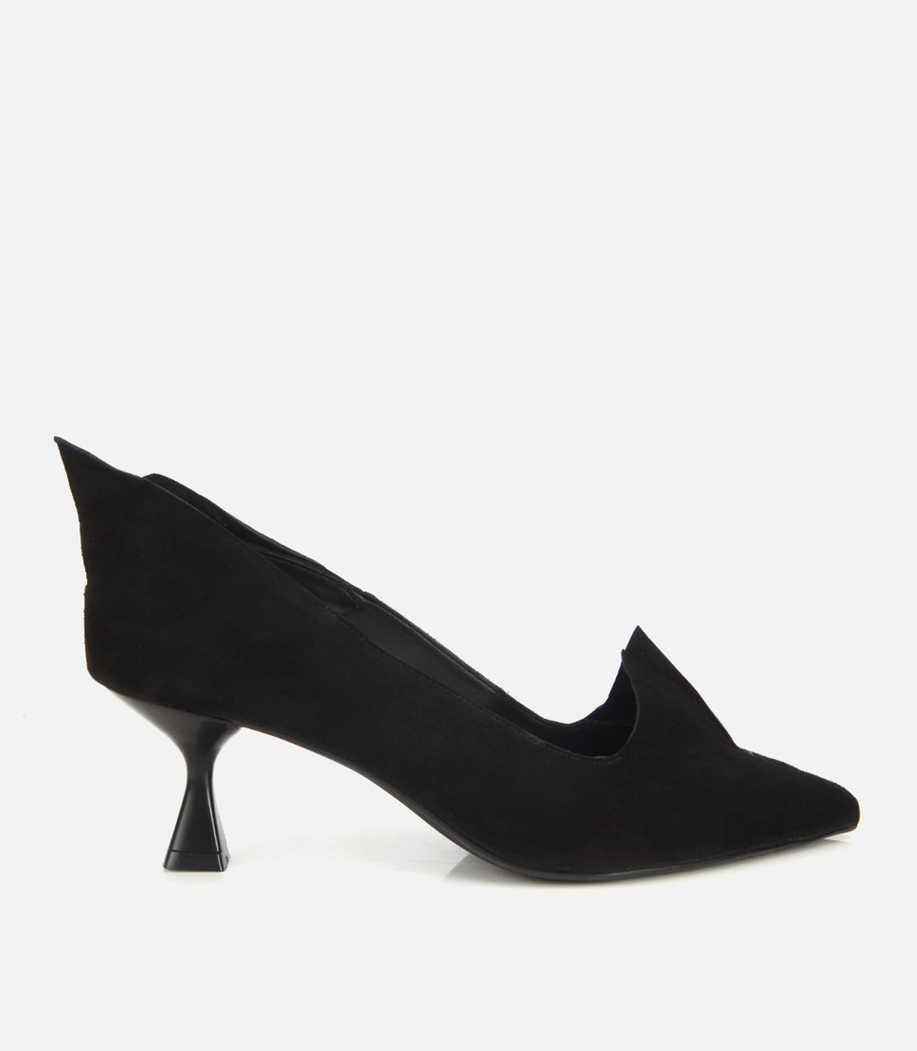 Kadın Süet Deri Siyah Sivri Burunlu Minimal Stiletto