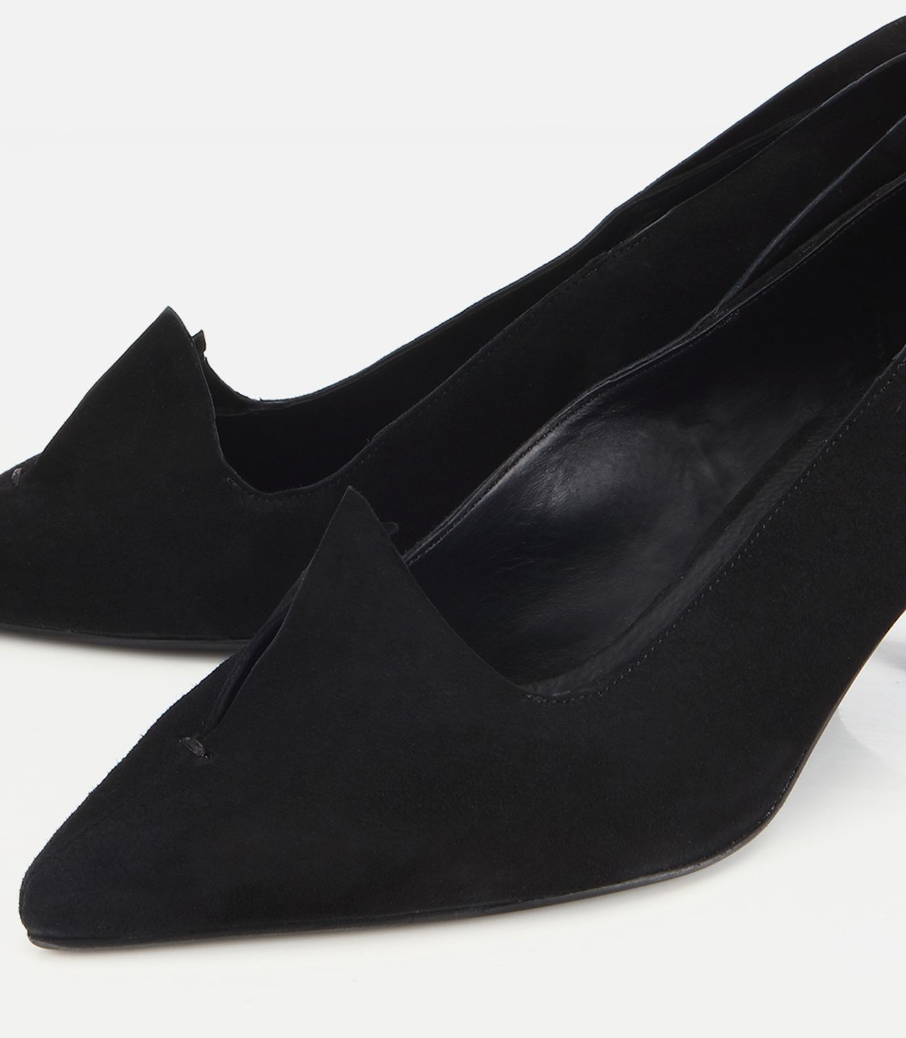 Kadın Süet Deri Siyah Sivri Burunlu Minimal Stiletto