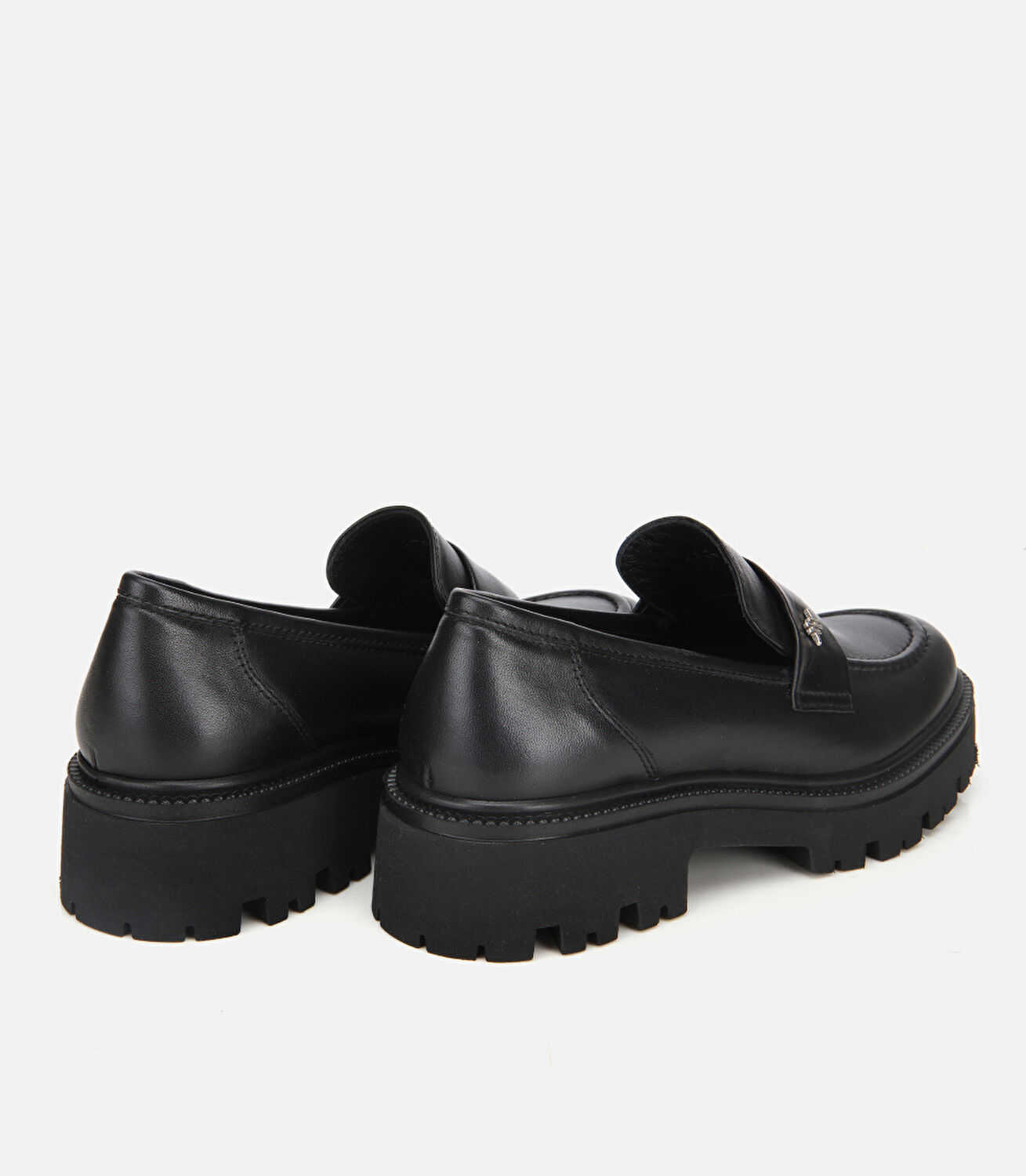 Kadın Deri Siyah Kalın Tabanlı Klasik Loafer