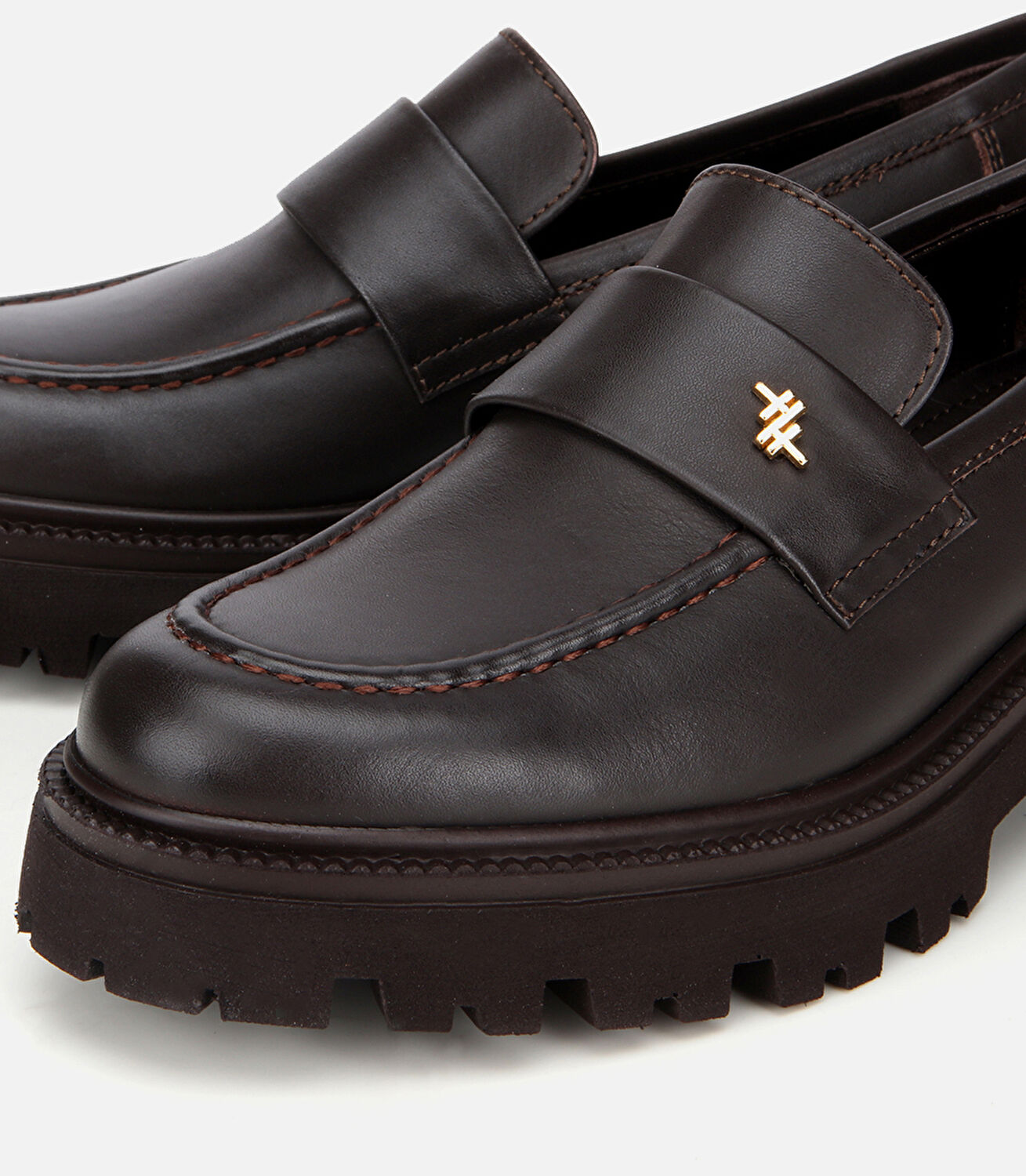 Kadın Deri Kahverengi Kalın Tabanlı Klasik Loafer