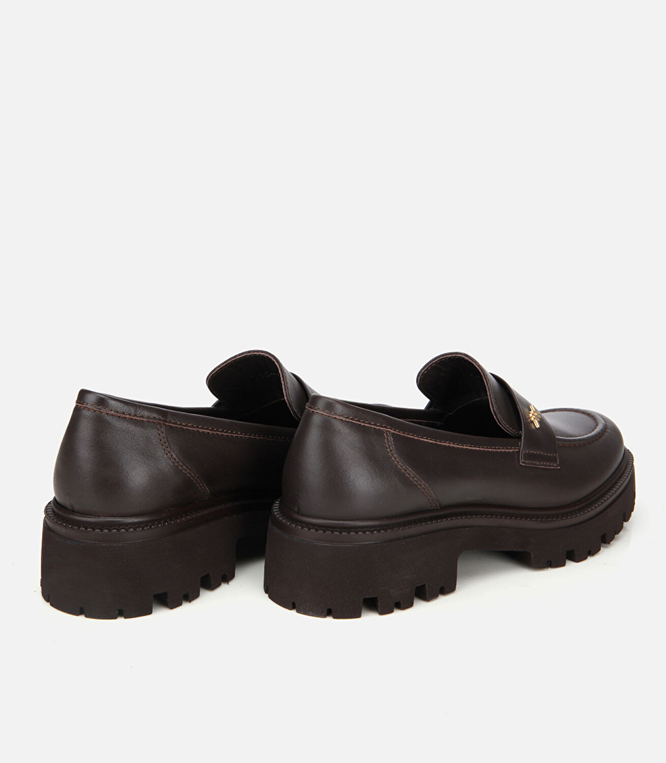 Kadın Deri Kahverengi Kalın Tabanlı Klasik Loafer