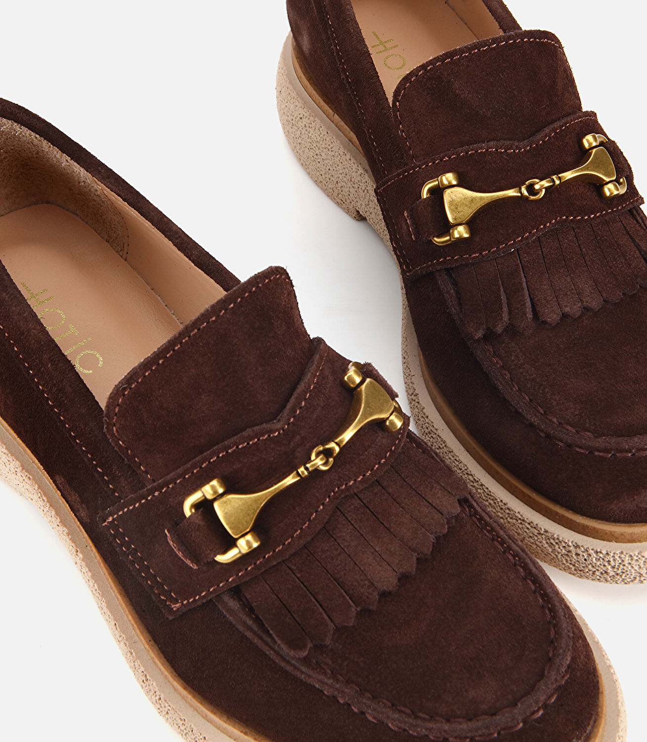 Kadın Süet Deri Kahverengi Püsküllü Tokalı Günlük Loafer