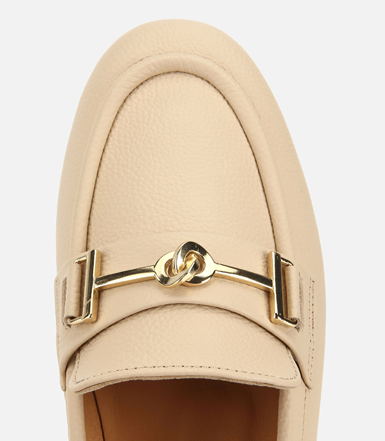 Kadın Deri Bej Yumuşak Dokulu Tokalı Klasik Loafer