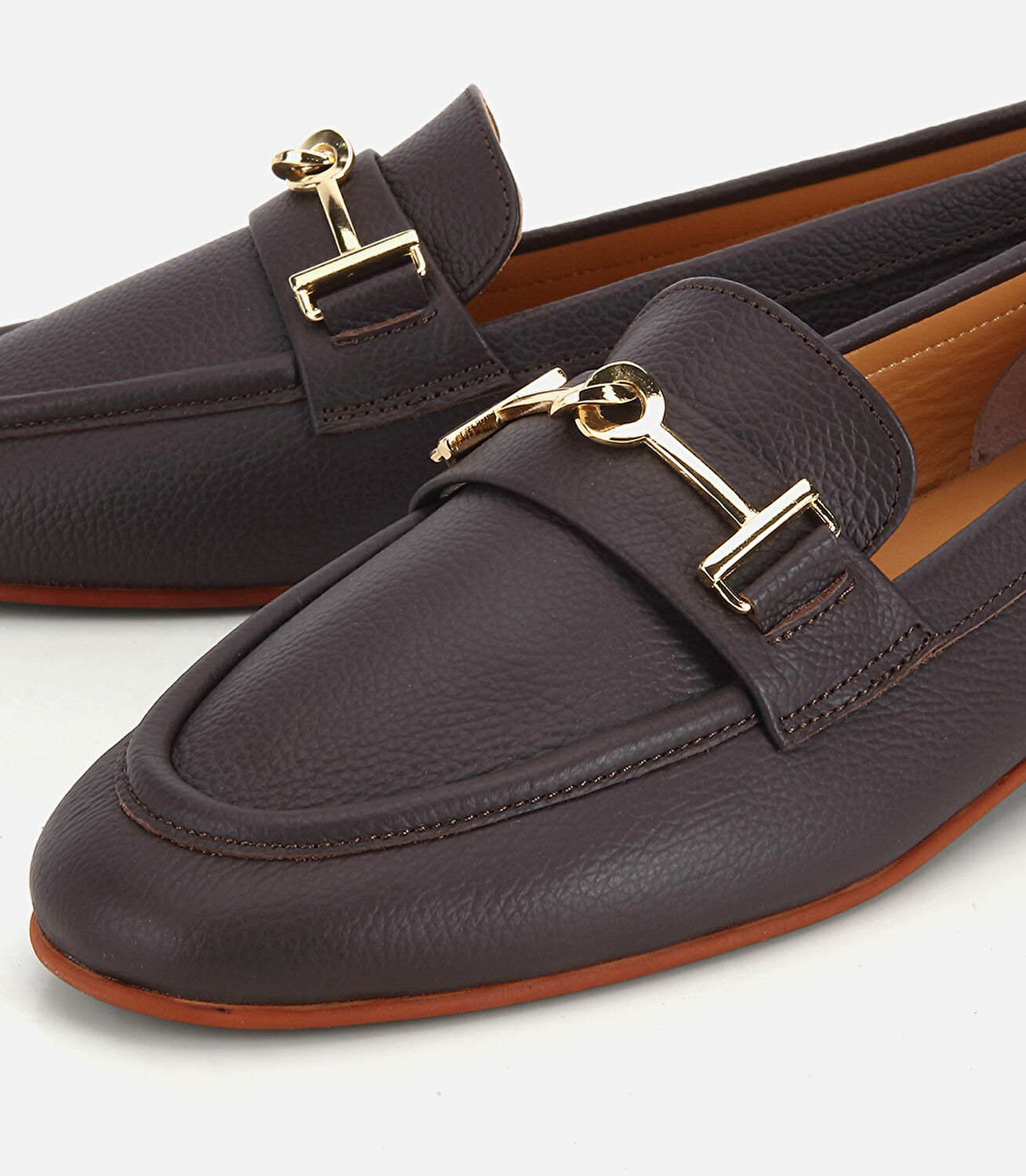 Kadın Deri Kahverengi Yumuşak Dokulu Tokalı Klasik Loafer