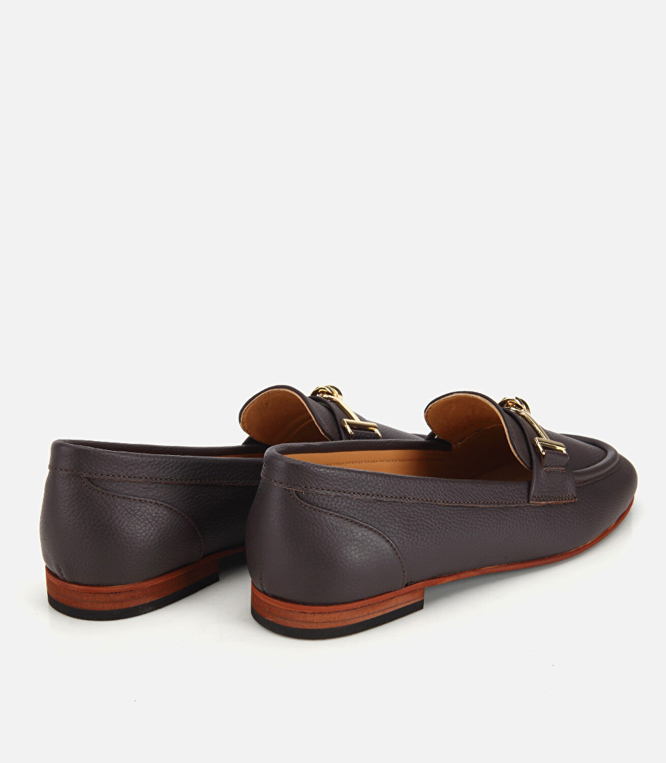 Kadın Deri Kahverengi Yumuşak Dokulu Tokalı Klasik Loafer