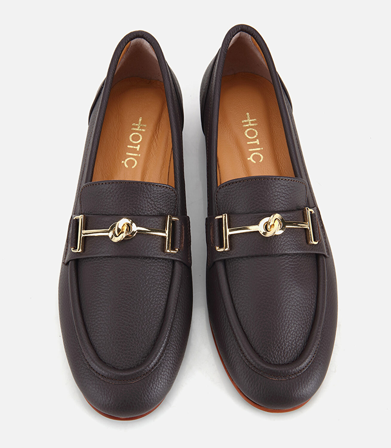 Kadın Deri Kahverengi Yumuşak Dokulu Tokalı Klasik Loafer