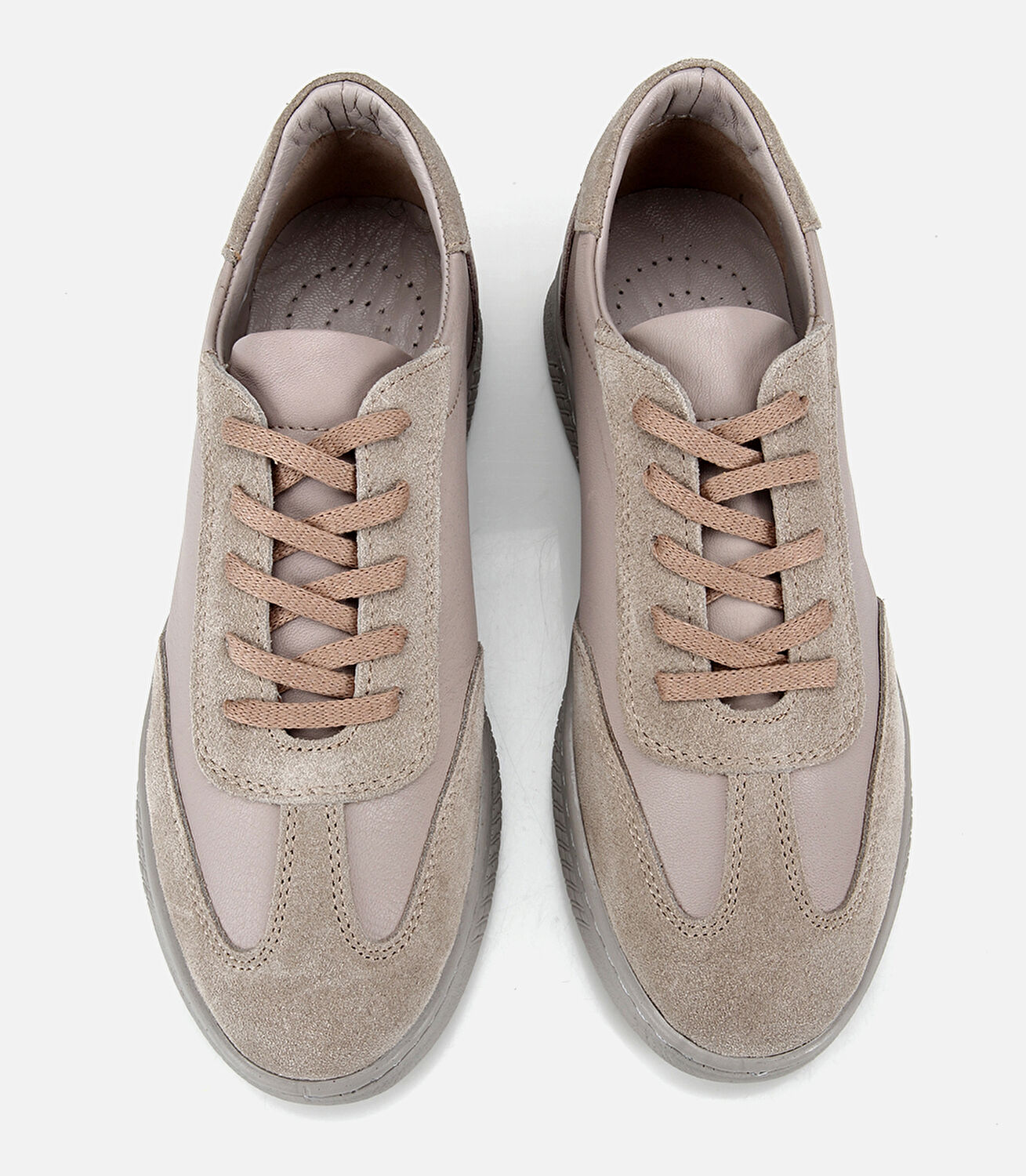 Kadın Deri Vizon Düz Spor Ayakkabı