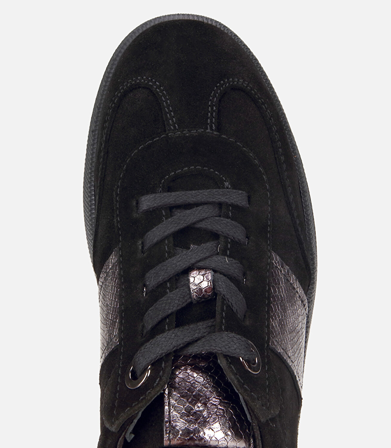 Kadın Süet  Deri Siyah Leopar Desenli Spor Ayakkabı