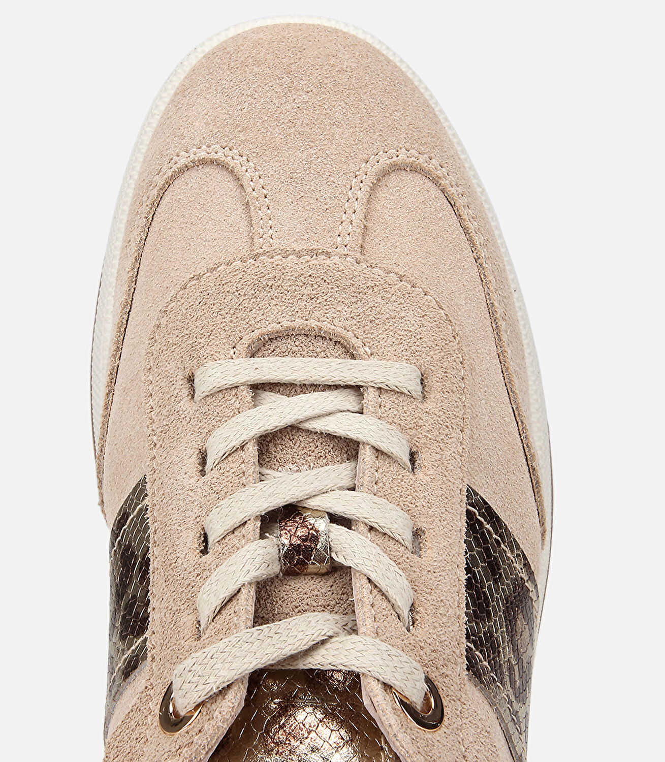 Kadın Süet  Deri Bej Leopar Desenli Spor Ayakkabı