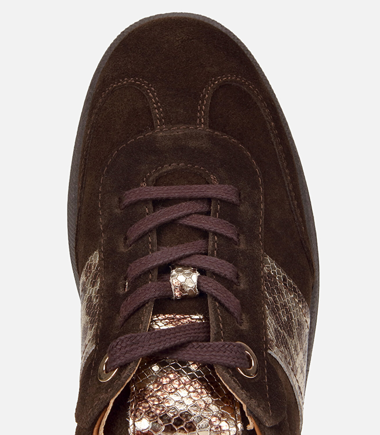 Kadın Süet  Deri Kahverengi Leopar Desenli Spor Ayakkabı